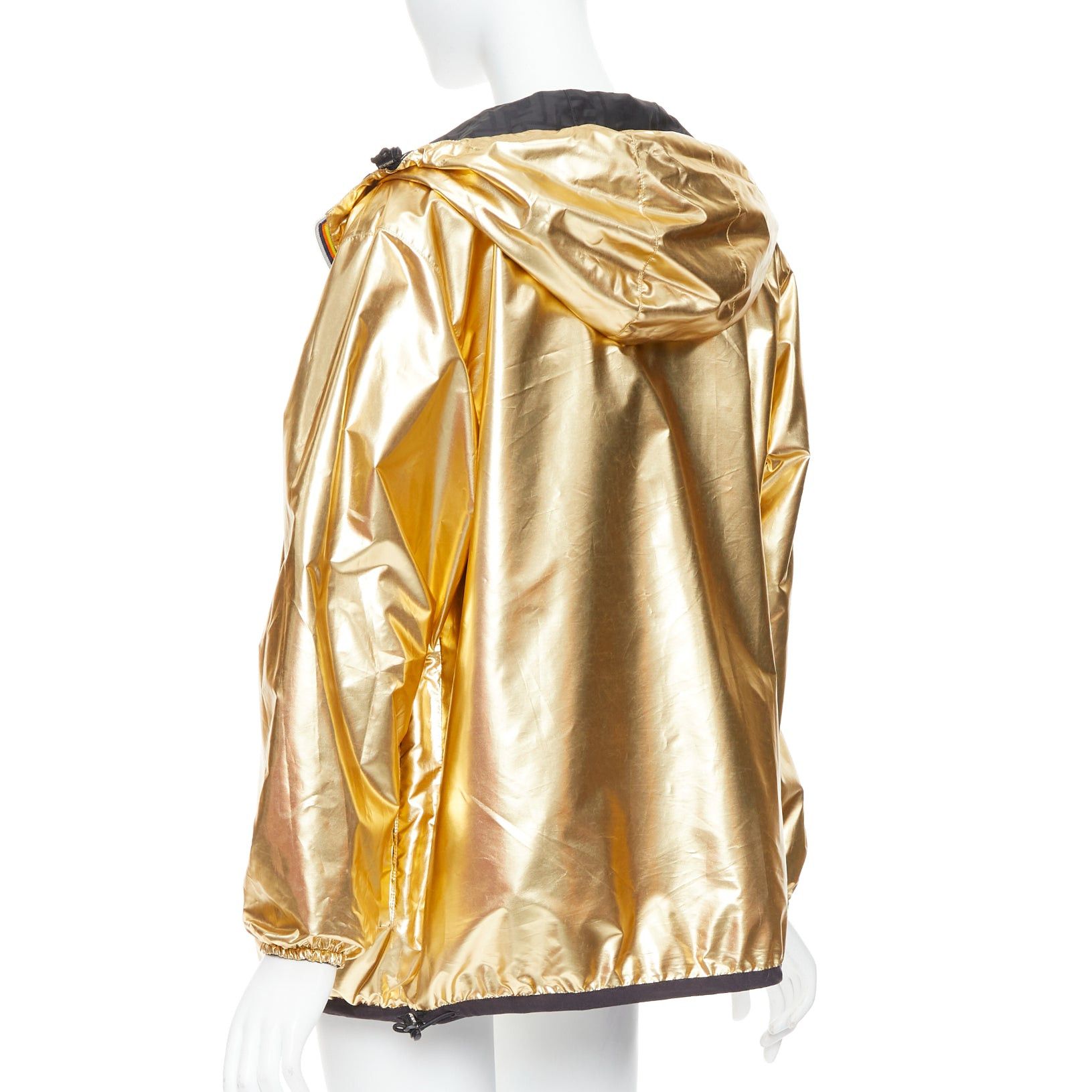 Fendi FENDI K-WAY metallic gold black FF reversible waterproof windbreaker S Size S / US 4 / IT 40 - 7 Thumbnail