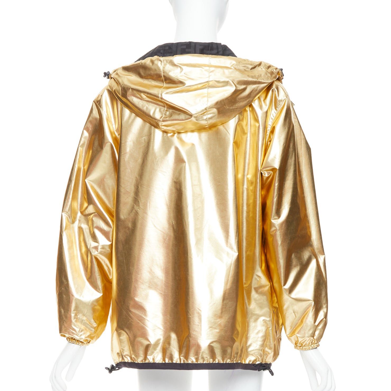 Fendi FENDI K-WAY metallic gold black FF reversible waterproof windbreaker S Size S / US 4 / IT 40 - 6 Thumbnail