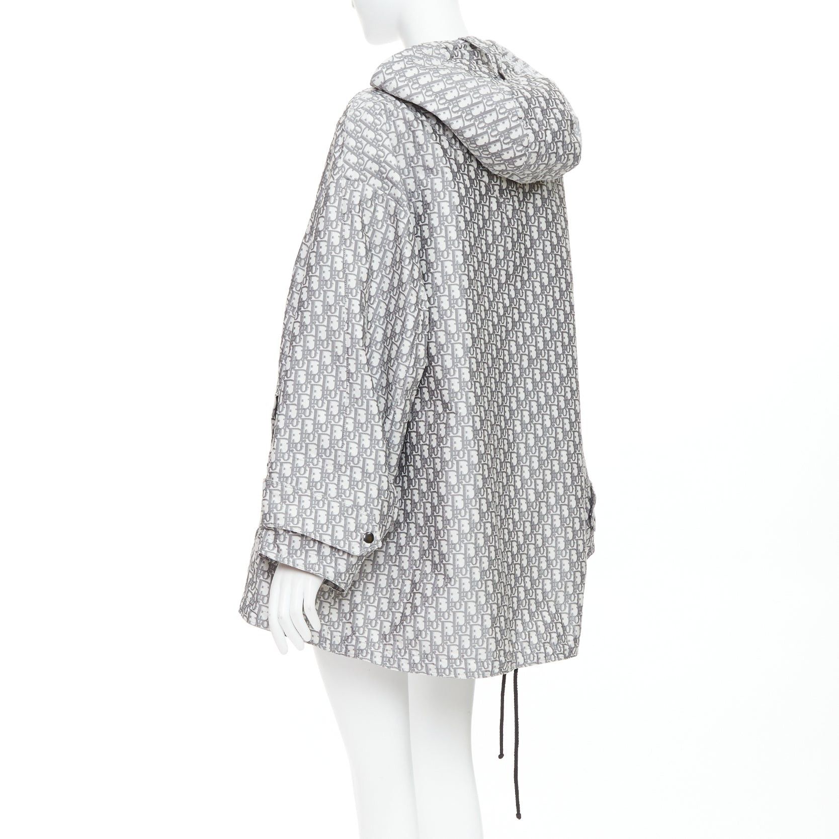 Dior CHRISTIAN DIOR Oblique grey white monogram technical taffeta hooded anorak XS Size S / US 4 / IT 40 - 6 Thumbnail