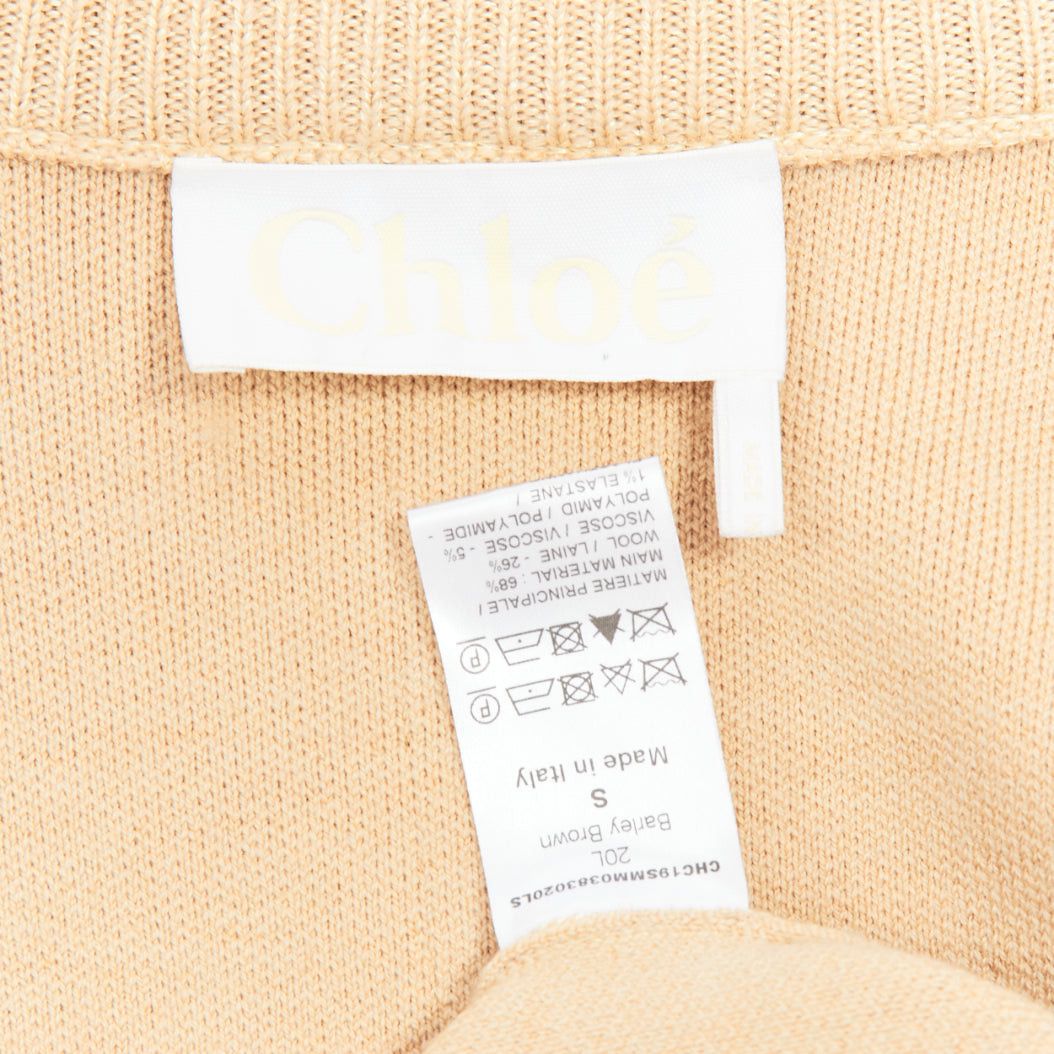 Chloe CHLOE barley brown wool blend embroidered C logo cardigan coat S Size S / US 4 / IT 40 - 9 Thumbnail