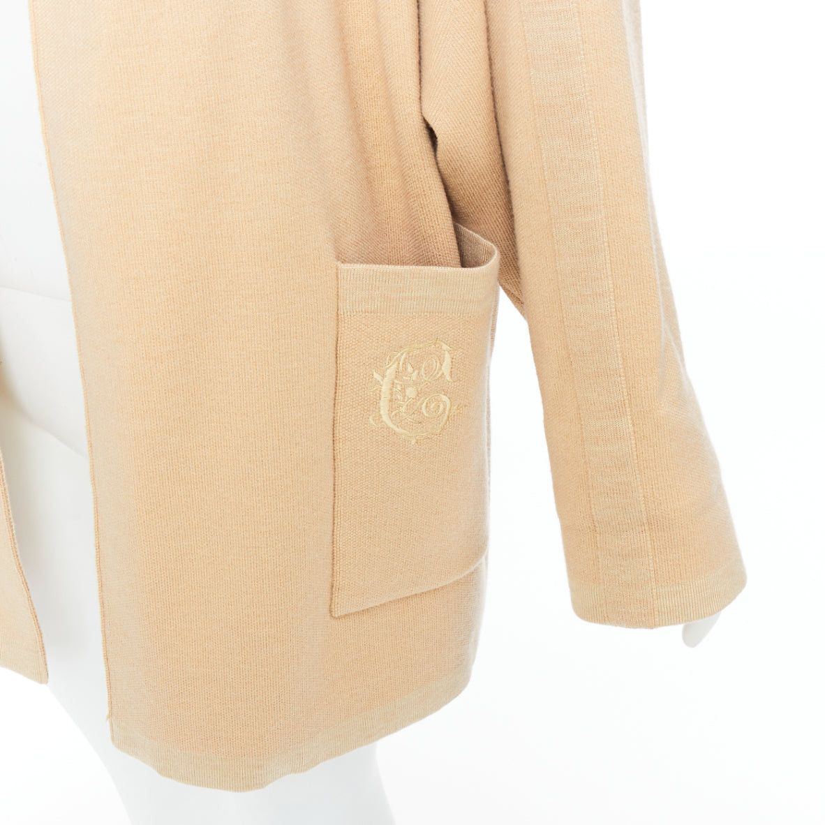 Chloe CHLOE barley brown wool blend embroidered C logo cardigan coat S Size S / US 4 / IT 40 - 2 Thumbnail