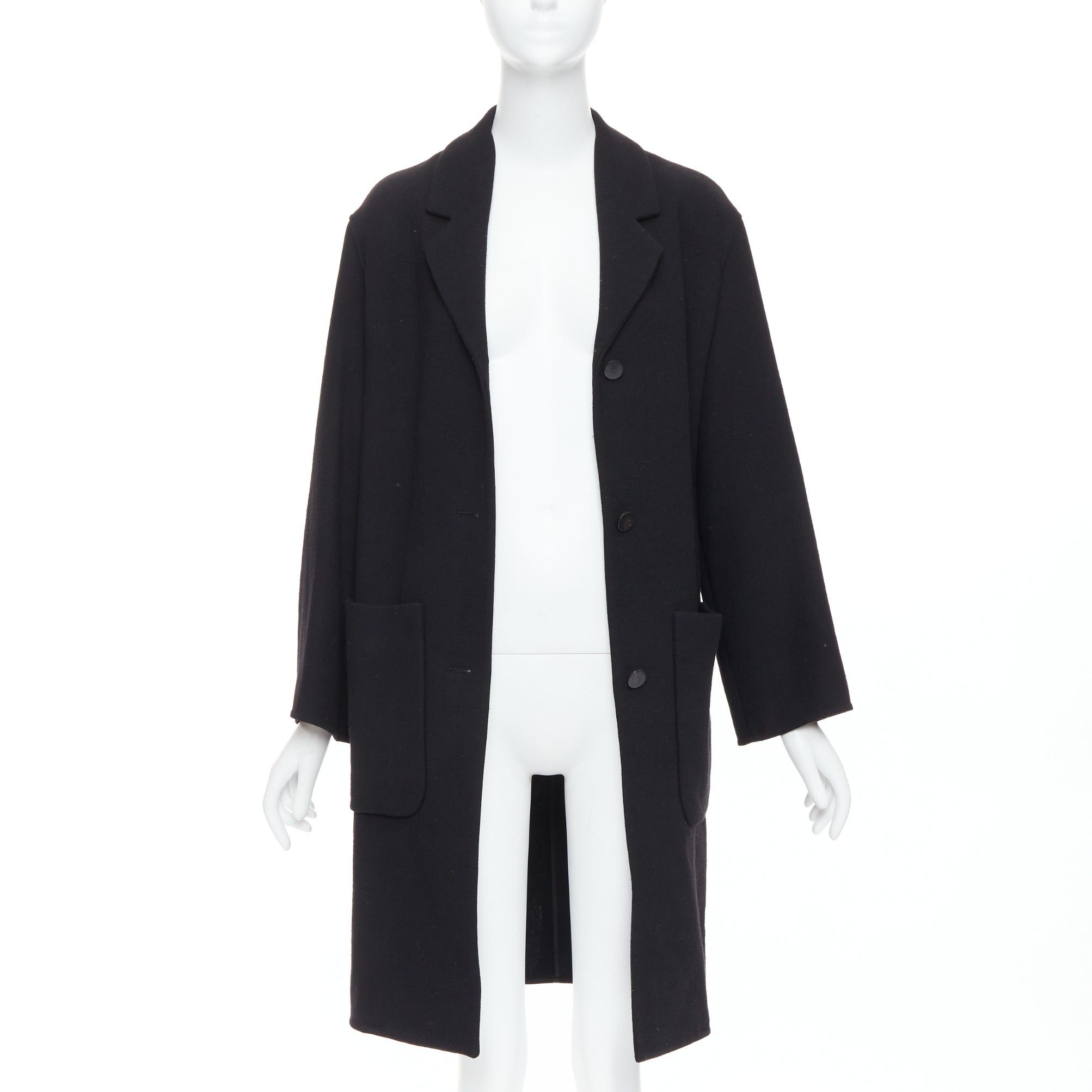 Hermes HERMES black virgin wool blend H logo buttons patch pocket coat FR36 S Size S / US 4 / IT 40 - 3 Thumbnail