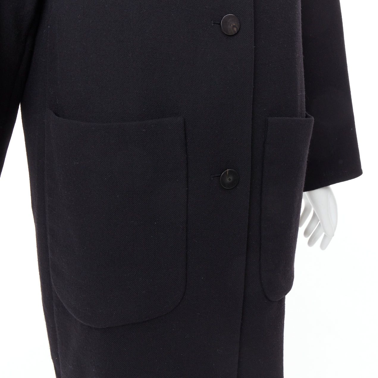 Hermes HERMES black virgin wool blend H logo buttons patch pocket coat FR36 S Size S / US 4 / IT 40 - 8 Thumbnail