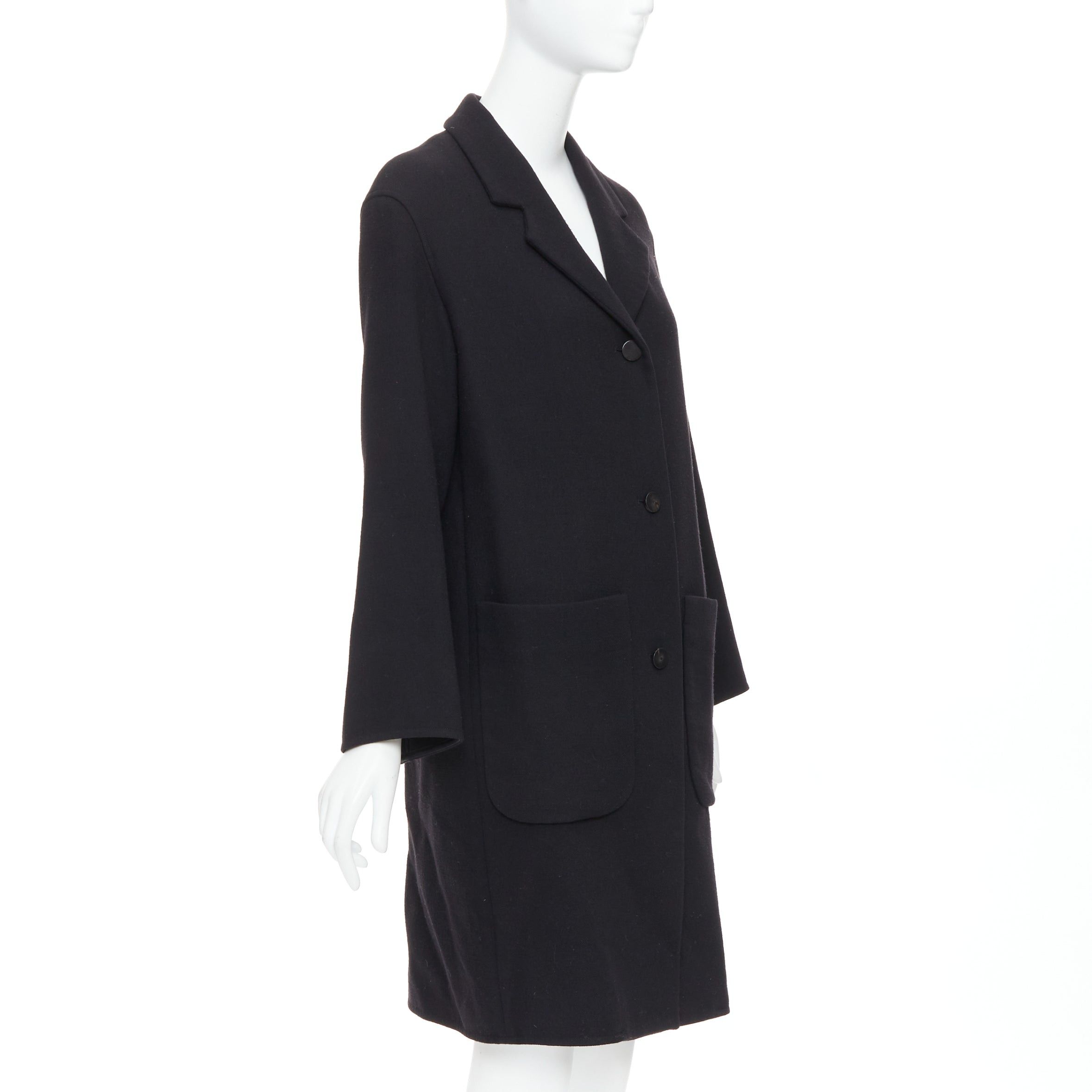 Hermes HERMES black virgin wool blend H logo buttons patch pocket coat FR36 S Size S / US 4 / IT 40 - 4 Thumbnail
