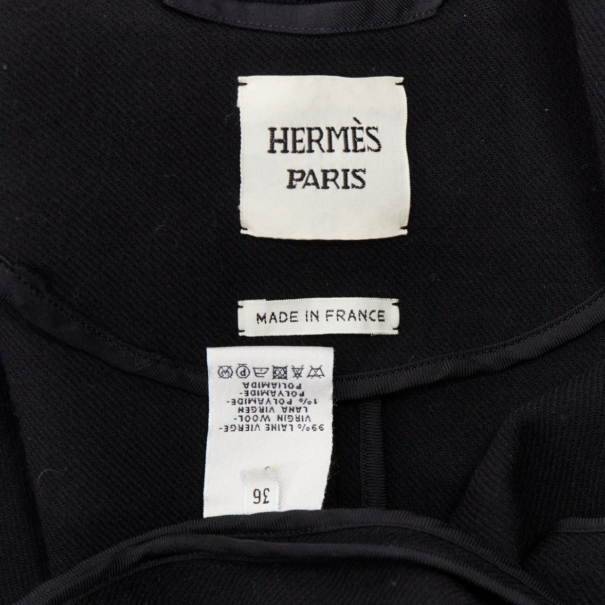 Hermes HERMES black virgin wool blend H logo buttons patch pocket coat FR36 S Size S / US 4 / IT 40 - 9 Thumbnail