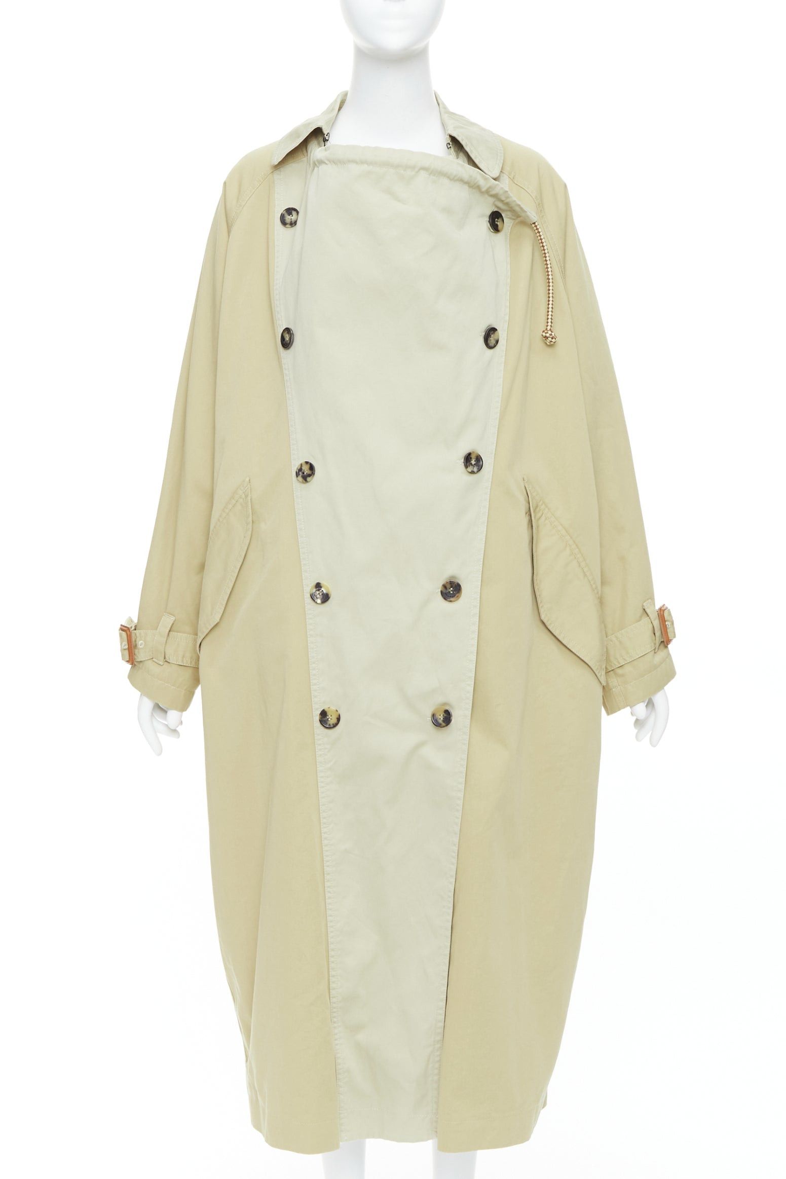 Isabel Marant ISABEL MARANT 2023 Runway Ebani beige two tone cotton drawstring trench coat FR34 XS Size XS / US 0-2 / IT 36-38 - 2 Thumbnail
