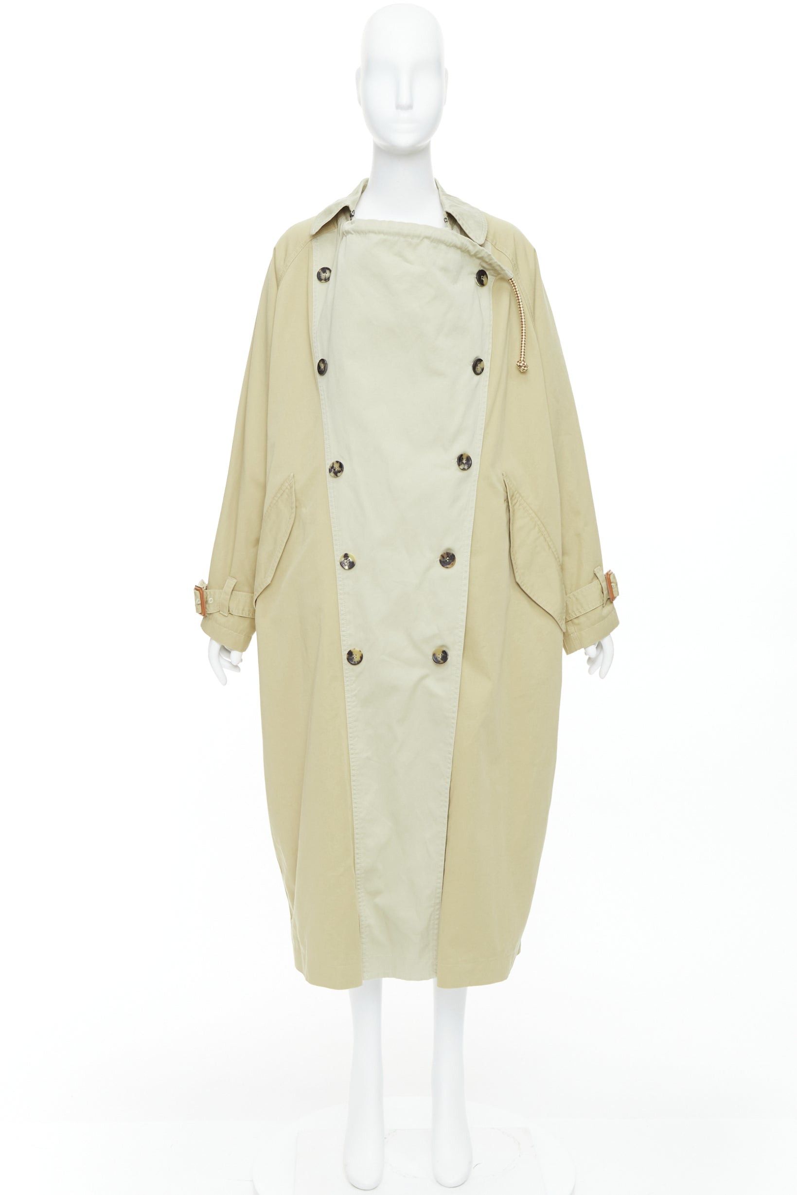 Isabel Marant ISABEL MARANT 2023 Runway Ebani beige two tone cotton drawstring trench coat FR34 XS Size XS / US 0-2 / IT 36-38 - 10 Thumbnail