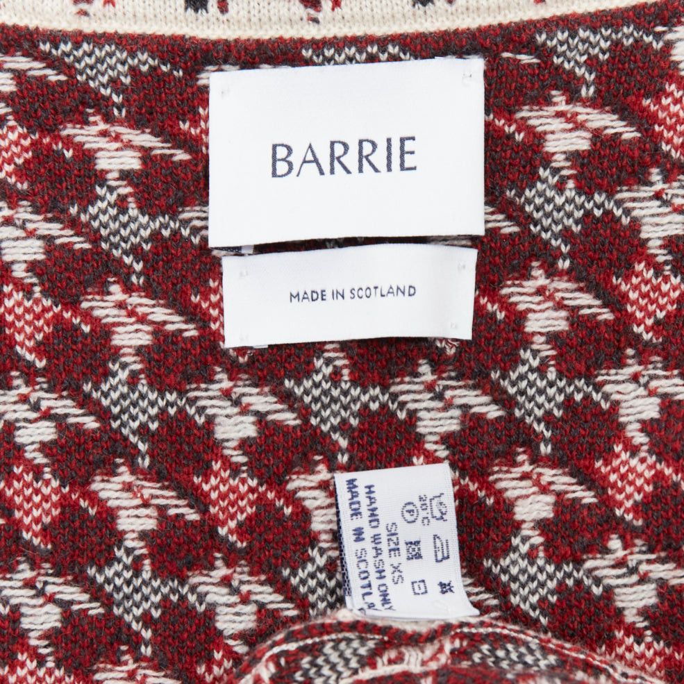 Barrie BARRIE burgundy cream cashmere lambswool houndstooth knit blazer XS Size S / US 4 / IT 40 - 9 Thumbnail