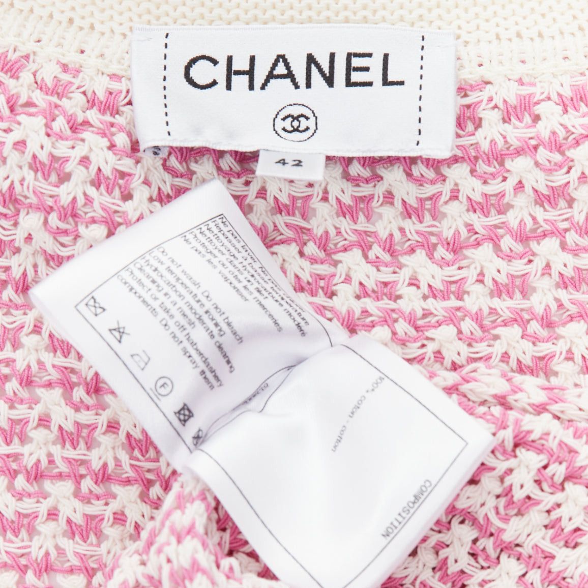 Chanel CHANEL 2022 pink white tweed metallic buttons long knit cardigan FR42 XL Size L / US 10 / IT 46 - 9 Thumbnail