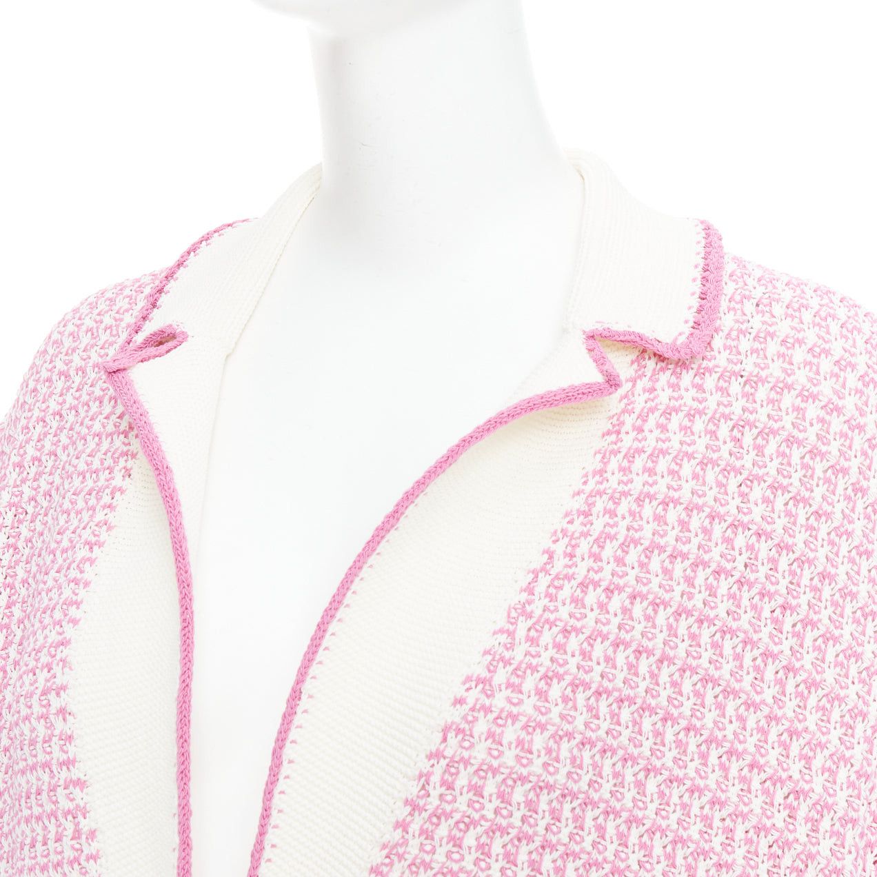 Chanel CHANEL 2022 pink white tweed metallic buttons long knit cardigan FR42 XL Size L / US 10 / IT 46 - 8 Thumbnail