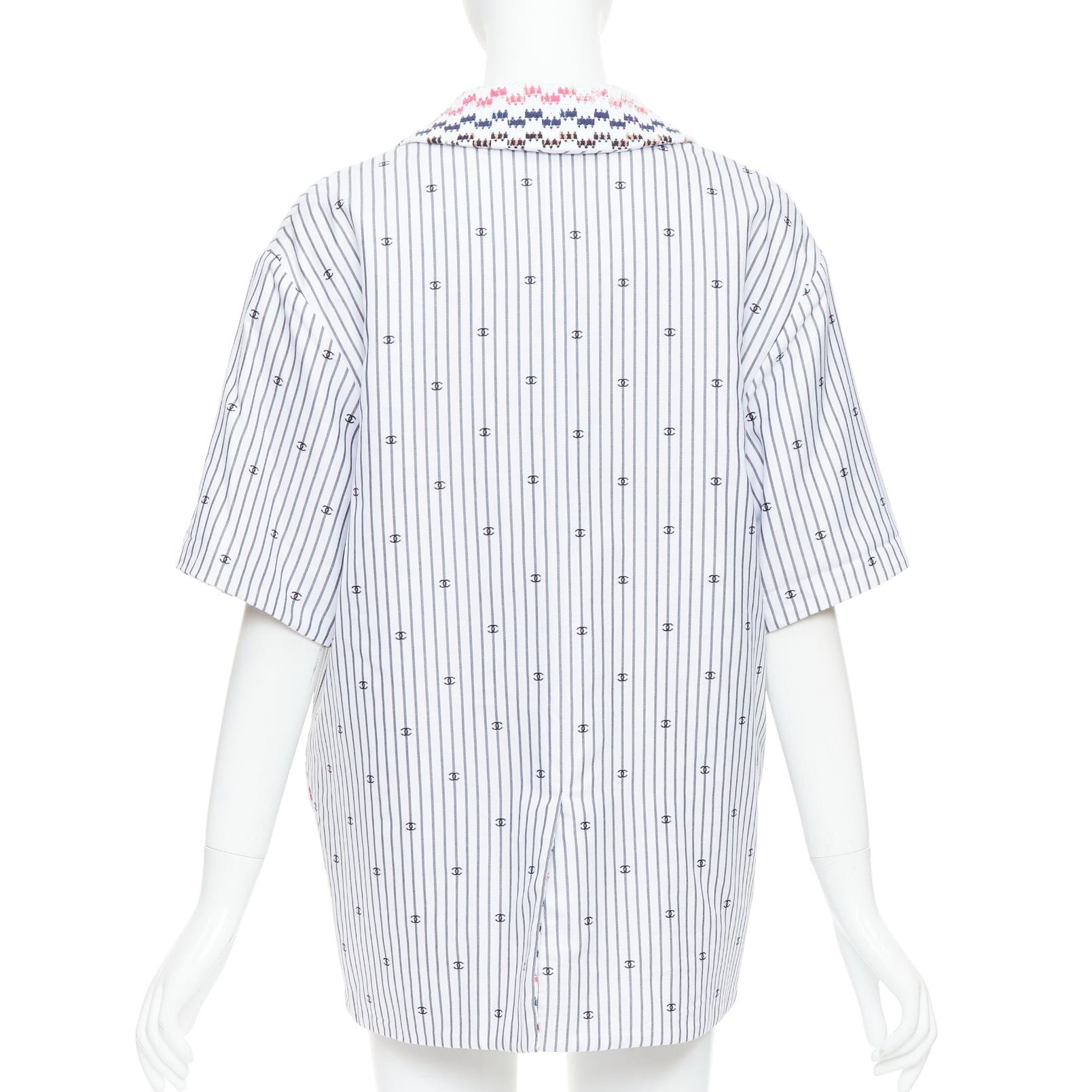 Chanel CHANEL 2021 multicolor tweed white CC logo stripe short sleeve jacket FR38 M Size M / US 6-8 / IT 42-44 - 6 Thumbnail