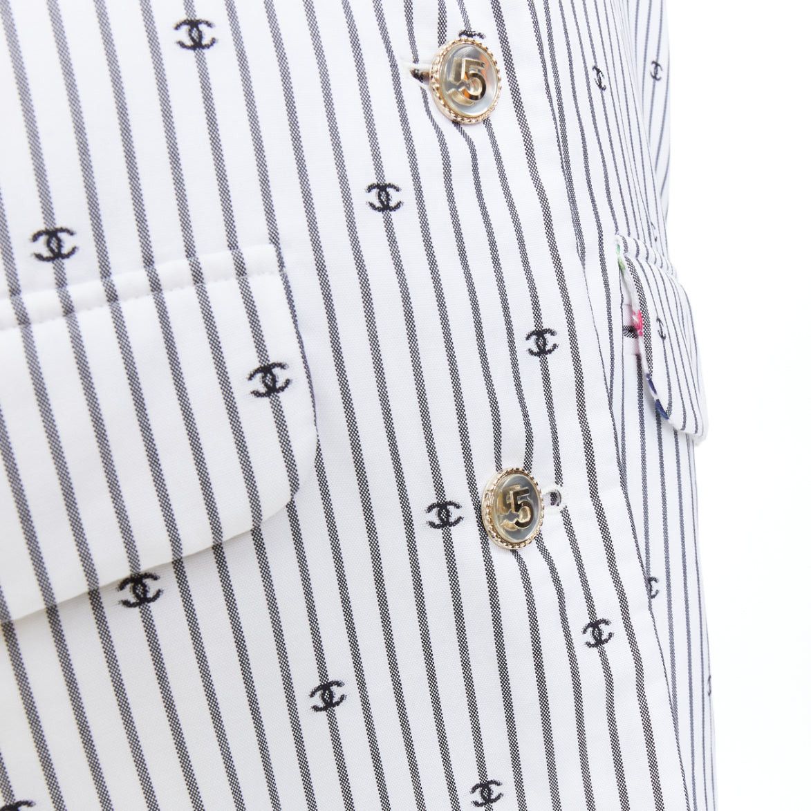 Chanel CHANEL 2021 multicolor tweed white CC logo stripe short sleeve jacket FR38 M Size M / US 6-8 / IT 42-44 - 8 Thumbnail
