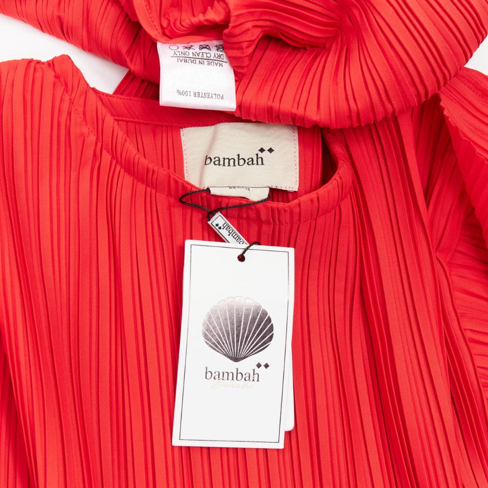 Other BAMBAH Beach red plisse puff half sleeve crew neck midi dress Size M / US 6-8 / IT 42-44 - 8 Thumbnail