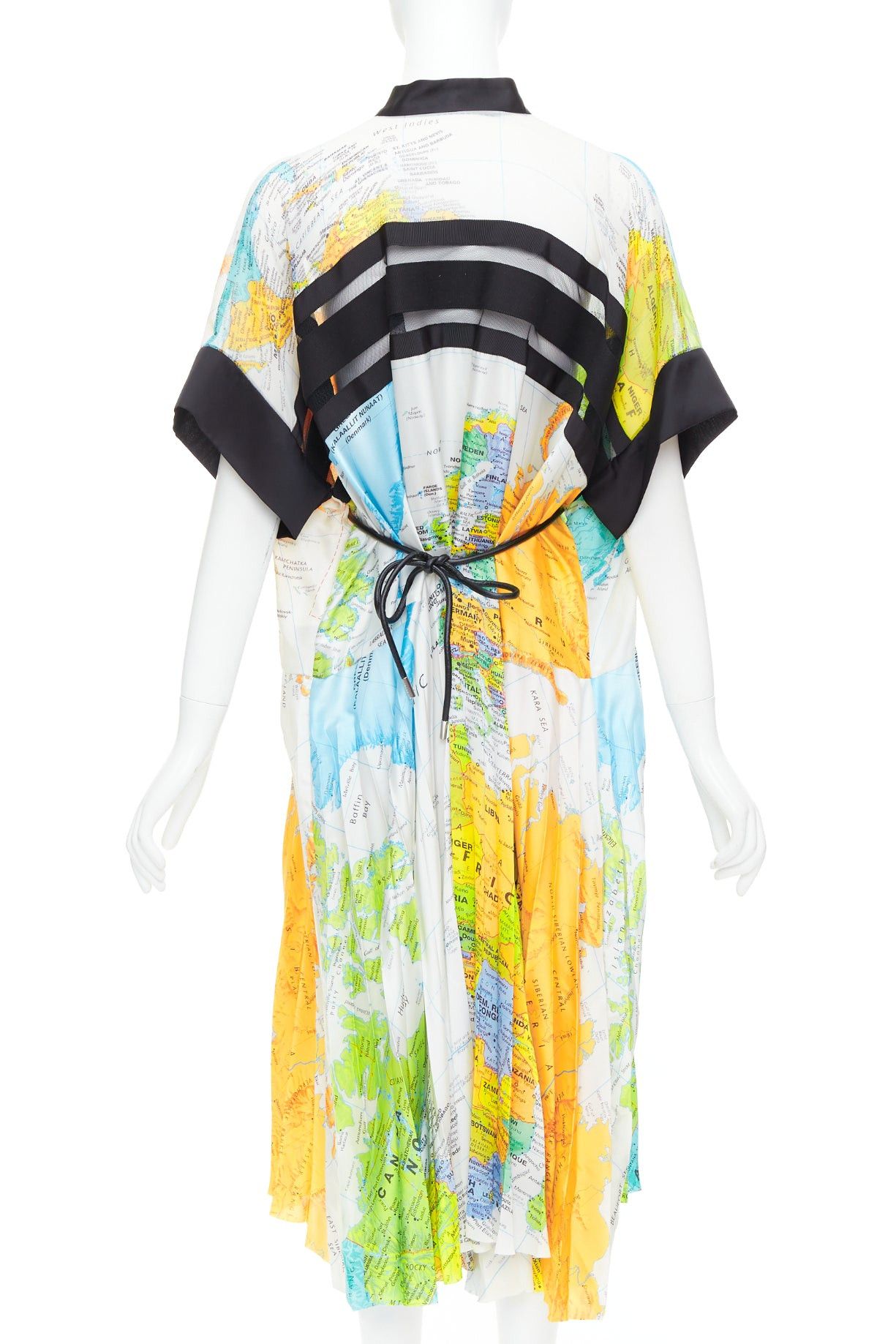 Sacai SACAI 2020 yellow blue white map print black trim belt midi dress JP2 M Size M / US 6-8 / IT 42-44 - 6 Thumbnail