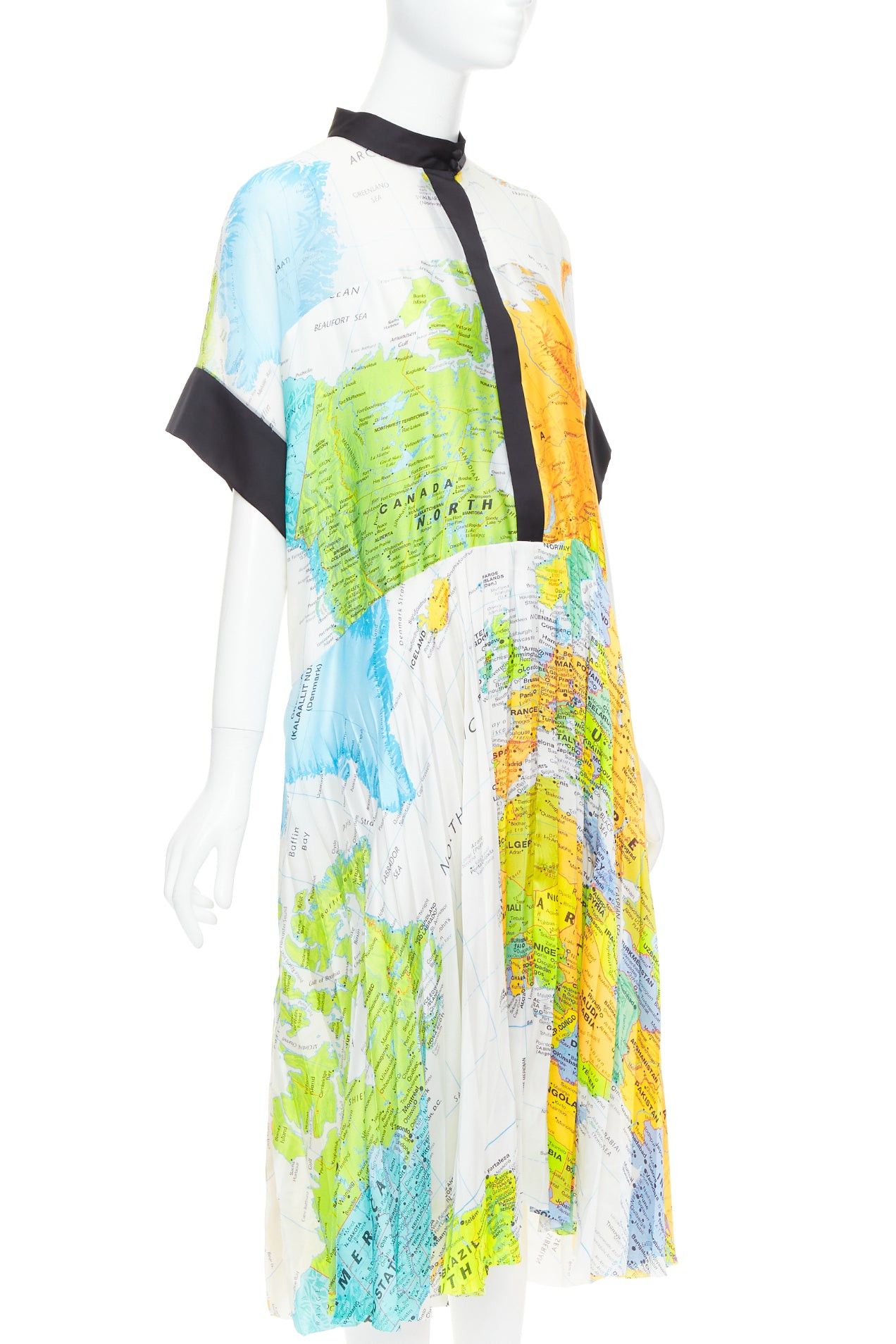 Sacai SACAI 2020 yellow blue white map print black trim belt midi dress JP2 M Size M / US 6-8 / IT 42-44 - 4 Thumbnail