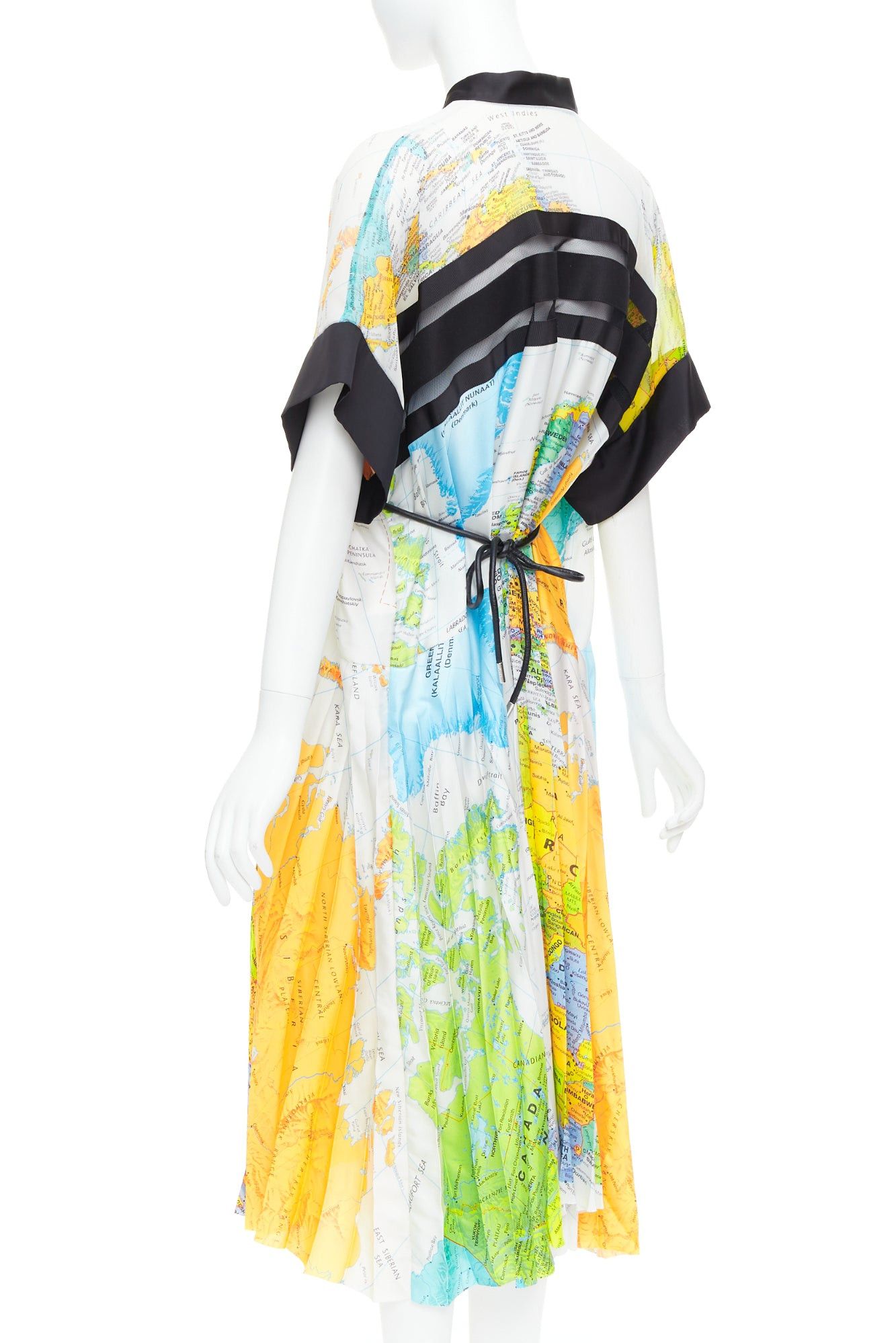 Sacai SACAI 2020 yellow blue white map print black trim belt midi dress JP2 M Size M / US 6-8 / IT 42-44 - 7 Thumbnail
