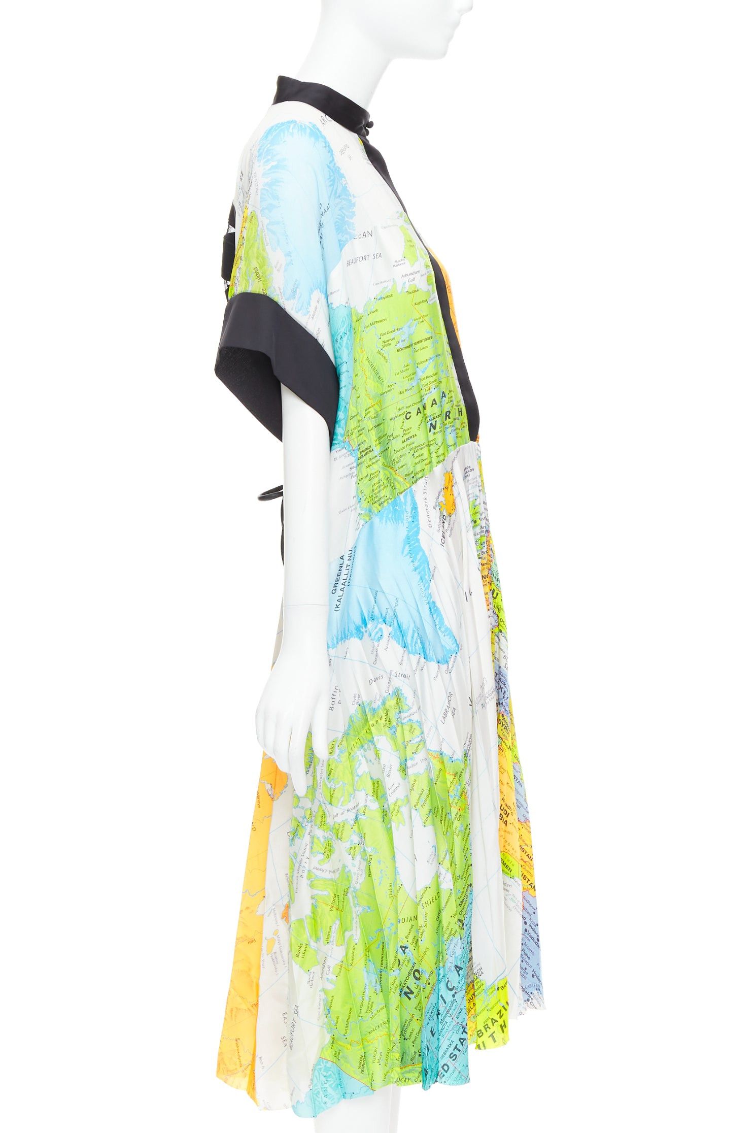 Sacai SACAI 2020 yellow blue white map print black trim belt midi dress JP2 M Size M / US 6-8 / IT 42-44 - 5 Thumbnail