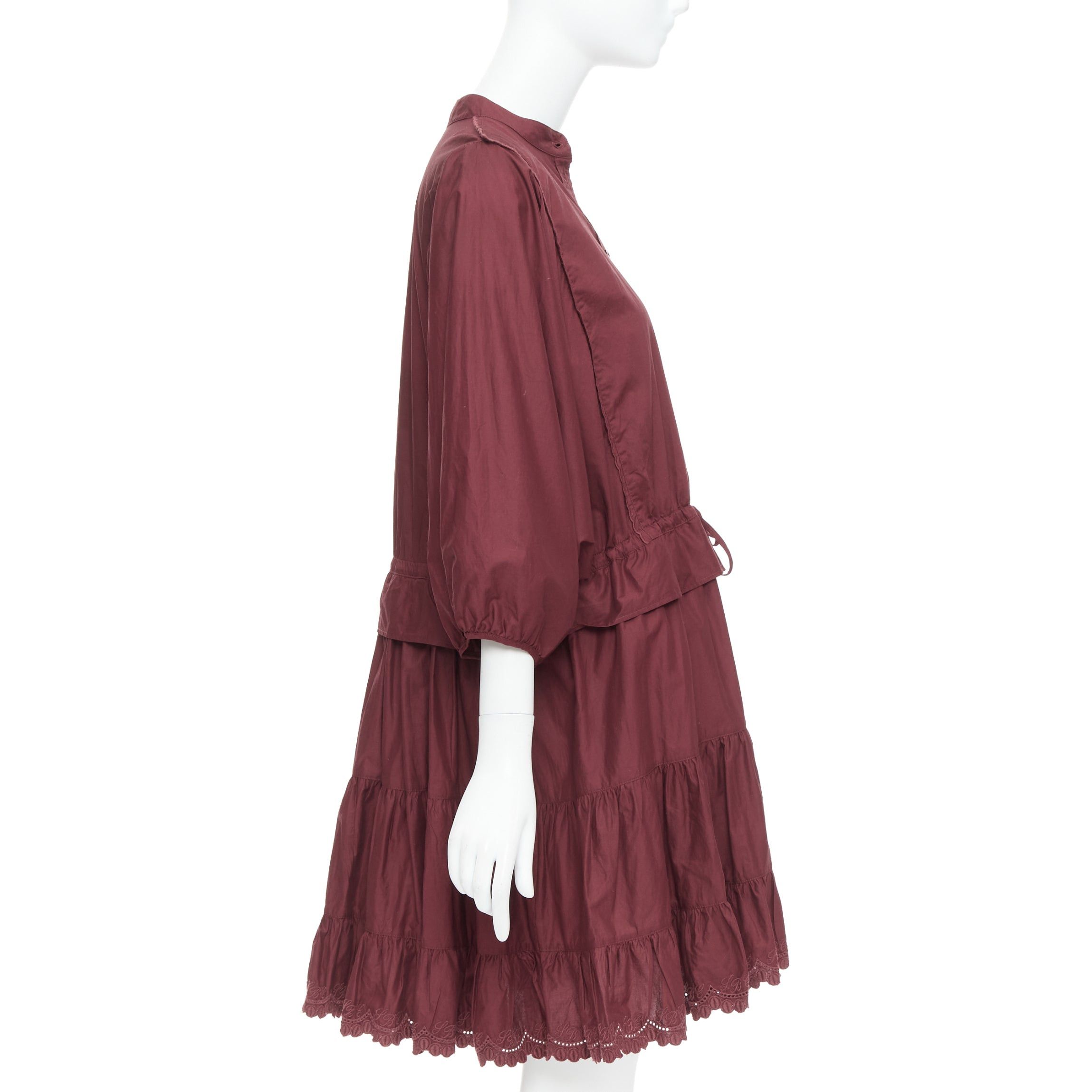 See by Chloe SEE BY CHLOE 616 smoked red cotton SBC scallop trim shirt dress FR40 L Size M / US 6-8 / IT 42-44 - 4 Thumbnail