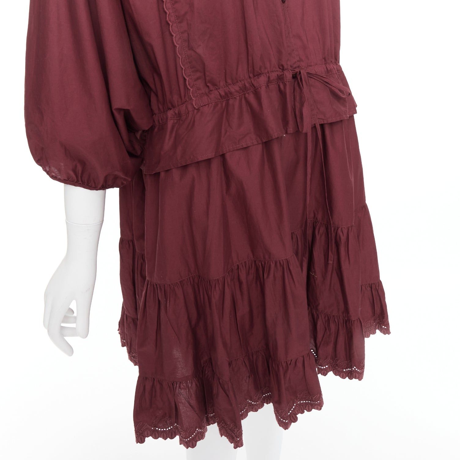See by Chloe SEE BY CHLOE 616 smoked red cotton SBC scallop trim shirt dress FR40 L Size M / US 6-8 / IT 42-44 - 2 Thumbnail