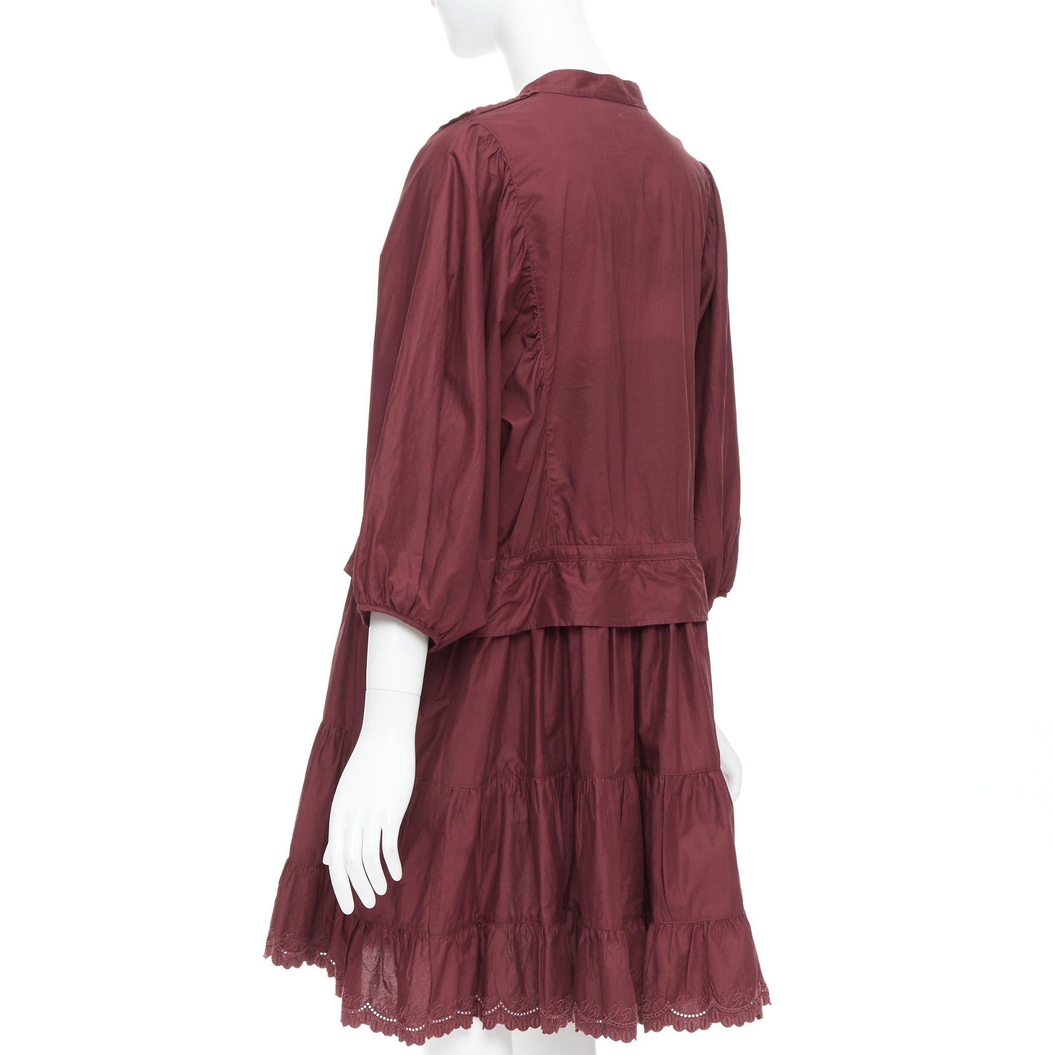 See by Chloe SEE BY CHLOE 616 smoked red cotton SBC scallop trim shirt dress FR40 L Size M / US 6-8 / IT 42-44 - 6 Thumbnail