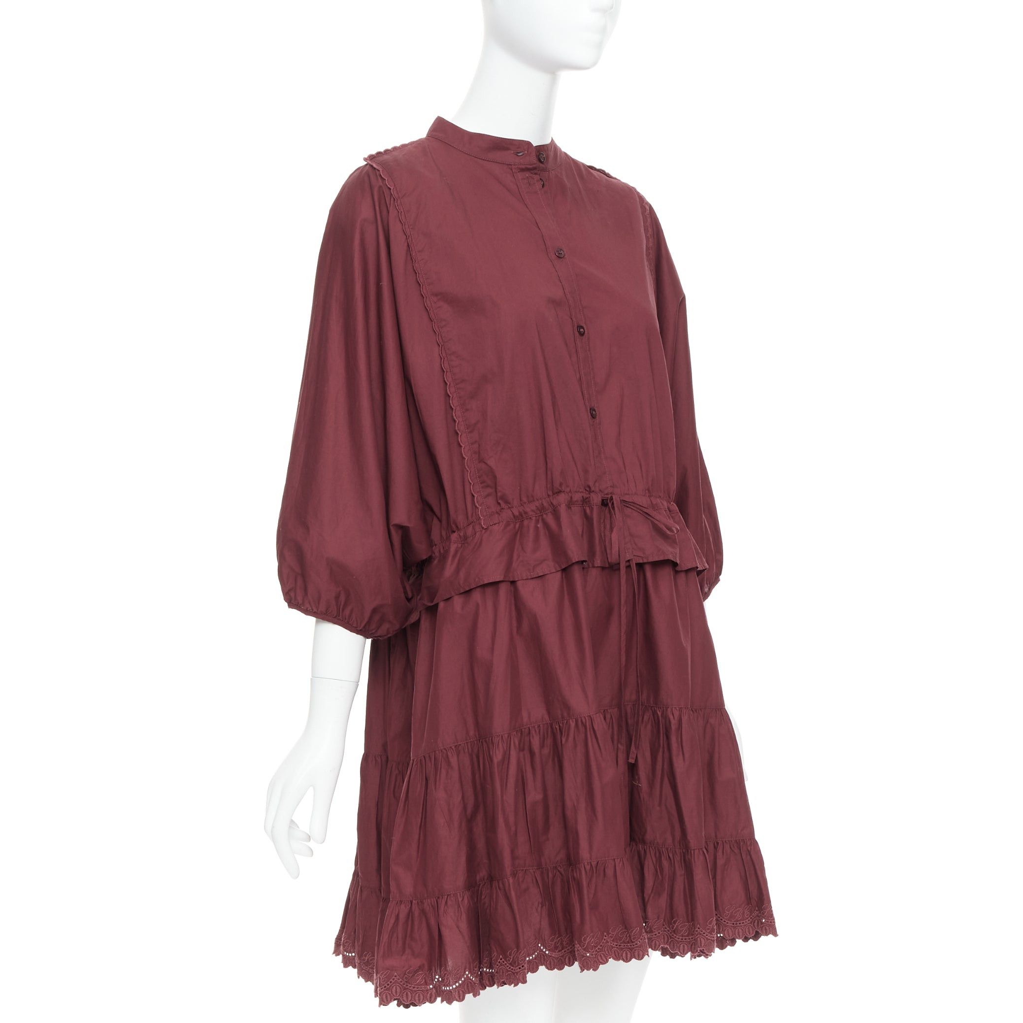 See by Chloe SEE BY CHLOE 616 smoked red cotton SBC scallop trim shirt dress FR40 L Size M / US 6-8 / IT 42-44 - 3 Thumbnail