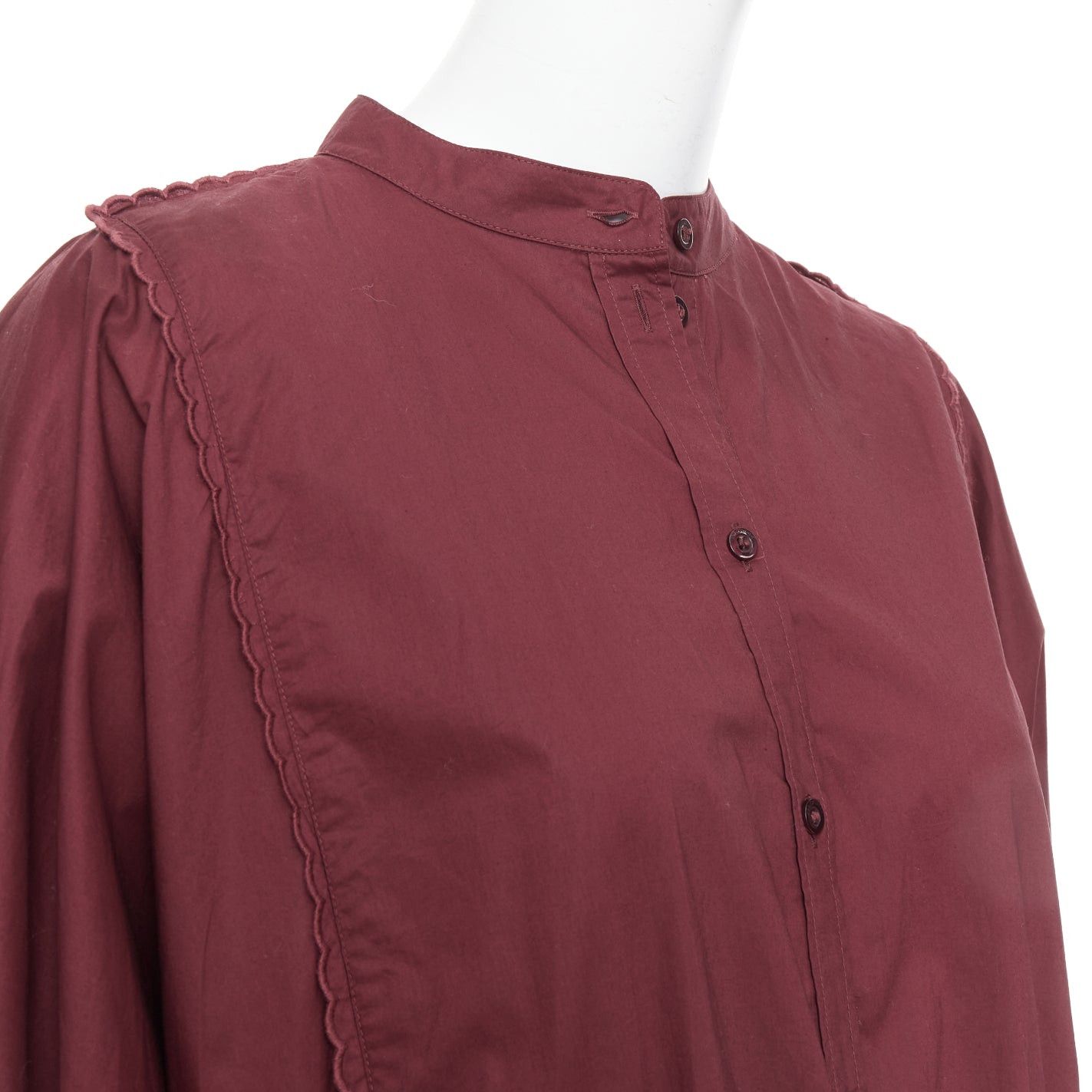 See by Chloe SEE BY CHLOE 616 smoked red cotton SBC scallop trim shirt dress FR40 L Size M / US 6-8 / IT 42-44 - 7 Thumbnail
