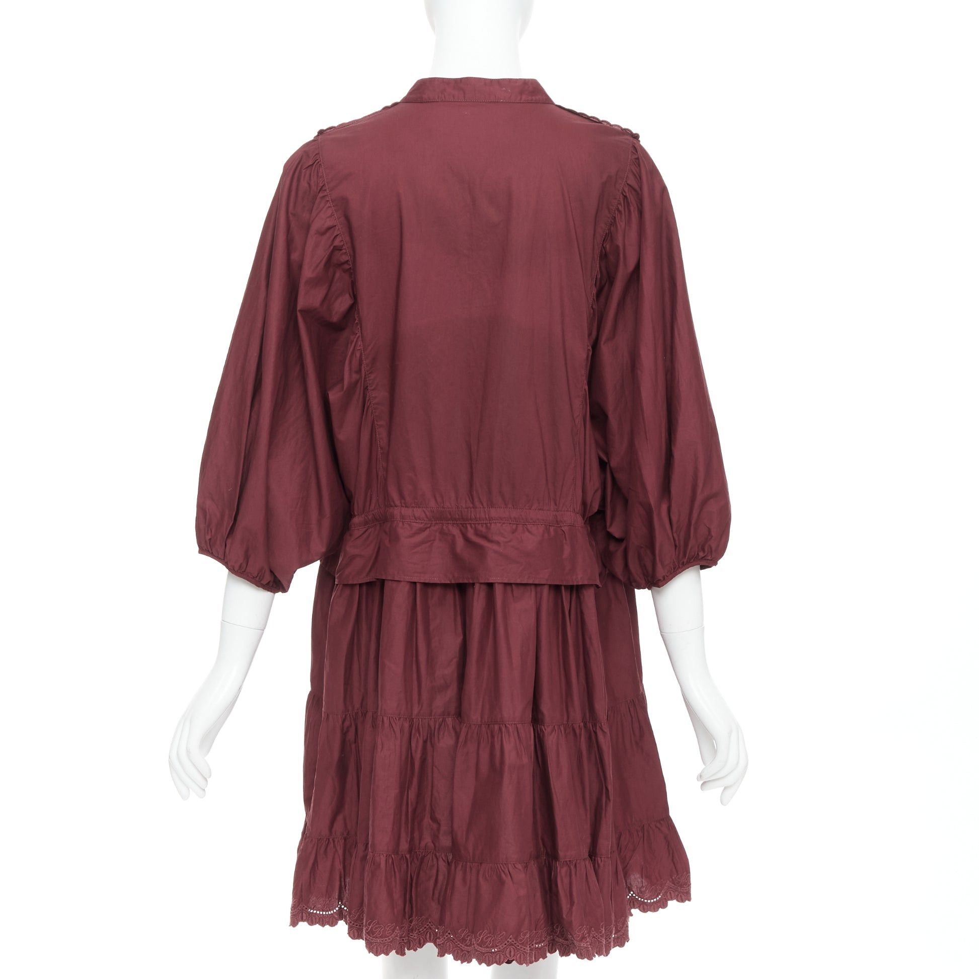 See by Chloe SEE BY CHLOE 616 smoked red cotton SBC scallop trim shirt dress FR40 L Size M / US 6-8 / IT 42-44 - 5 Thumbnail