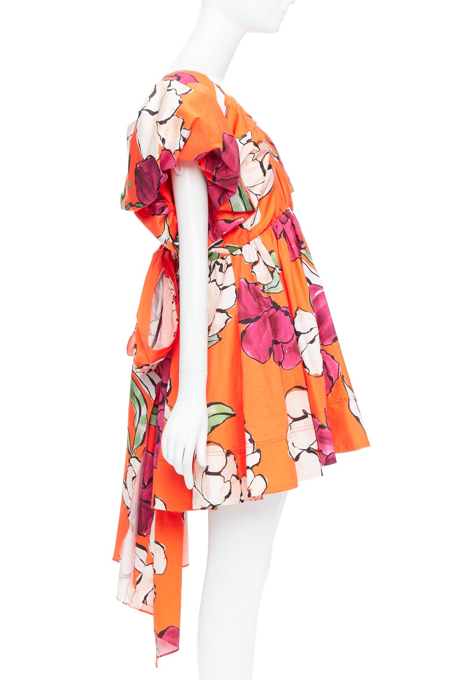 Aje AJE Gretta vivid camellia red floral bow back puff mini dress UK14 XL Size L / US 10 / IT 46 - 4 Thumbnail