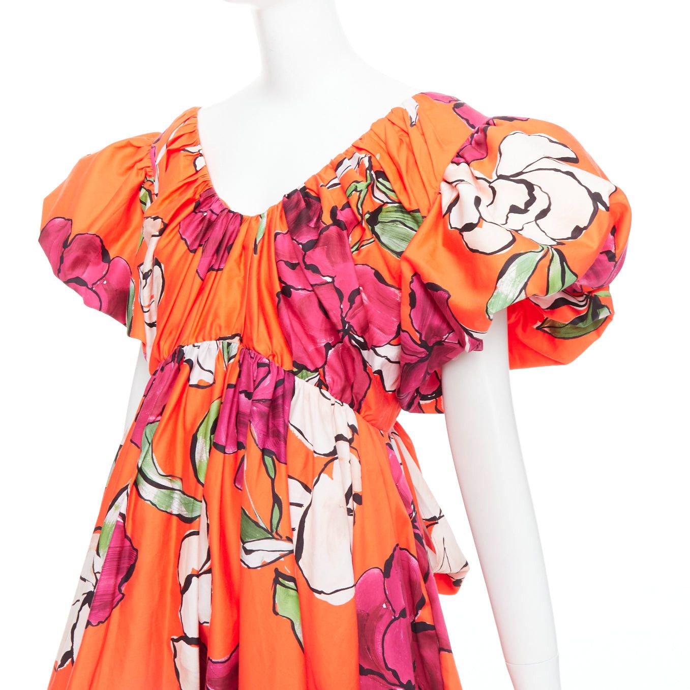 Aje AJE Gretta vivid camellia red floral bow back puff mini dress UK14 XL Size L / US 10 / IT 46 - 7 Thumbnail