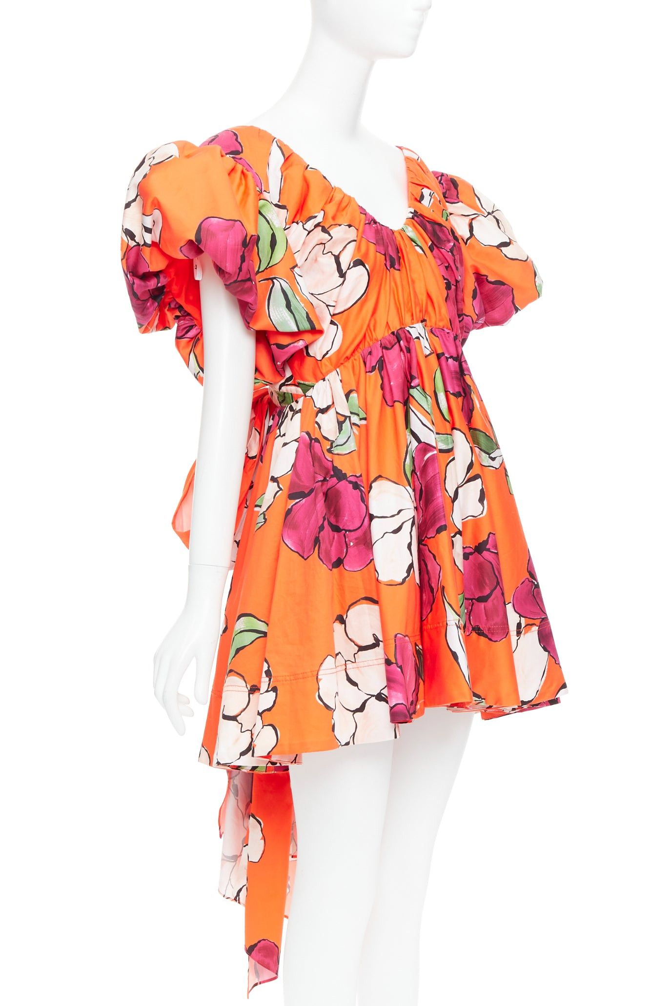 Aje AJE Gretta vivid camellia red floral bow back puff mini dress UK14 XL Size L / US 10 / IT 46 - 3 Thumbnail