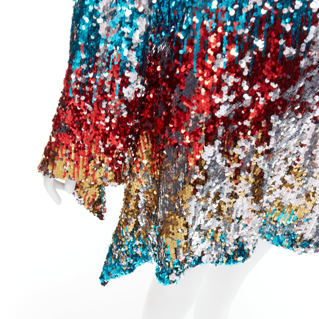 Halpern HALPERN A21D20J Flip Sequin multicolor flare drape hem mini dress FR42 XL Size L / US 10 / IT 46 - 7 Thumbnail