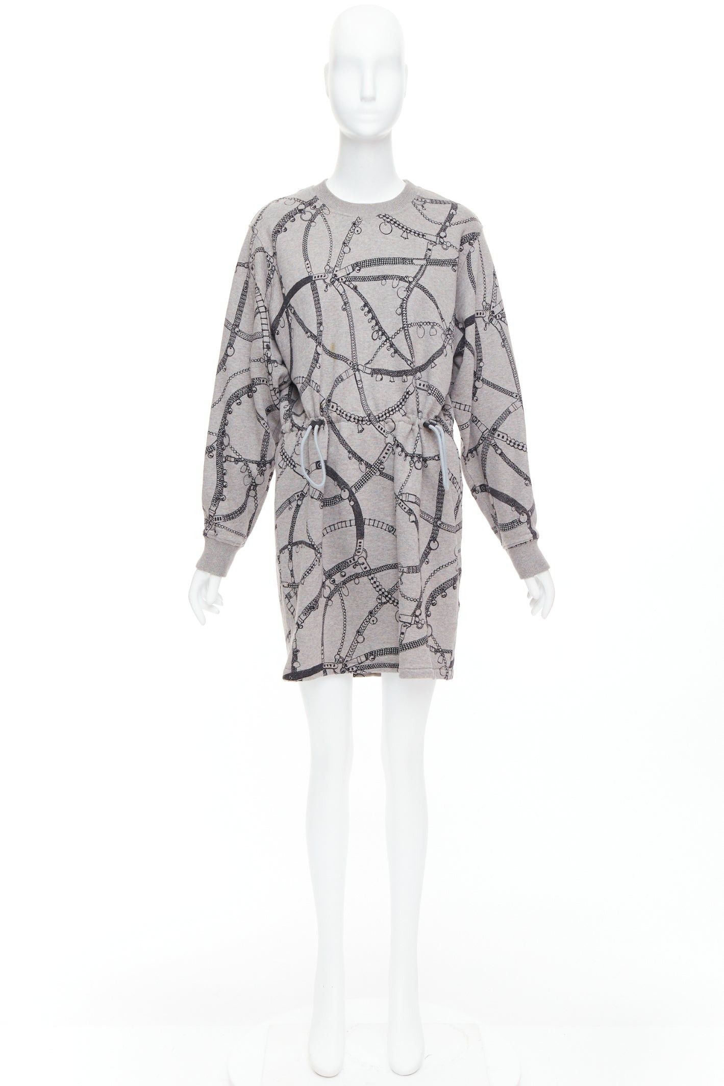 Hermes HERMES Tresor de Medor grey cotton camel fleece drawstring dress FR40 L Size M / US 6-8 / IT 42-44 - 9 Thumbnail