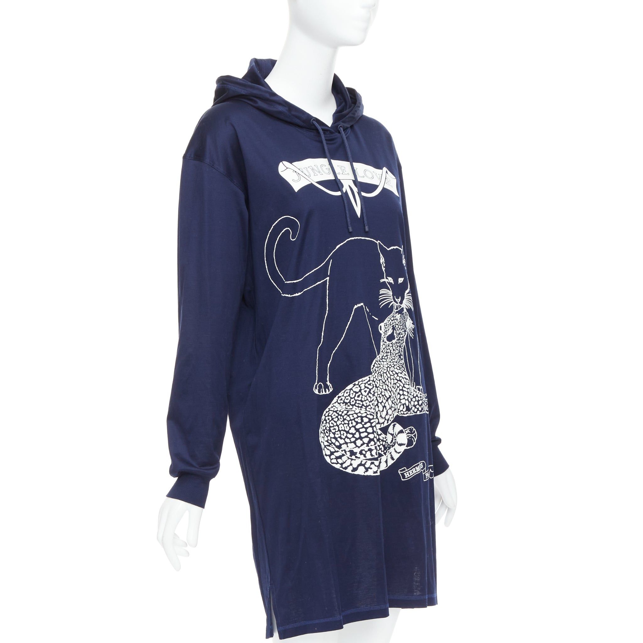Hermes HERMES 2022 navy jungle love print coated cotton hooded dress FR40 L Size M / US 6-8 / IT 42-44 - 3 Thumbnail
