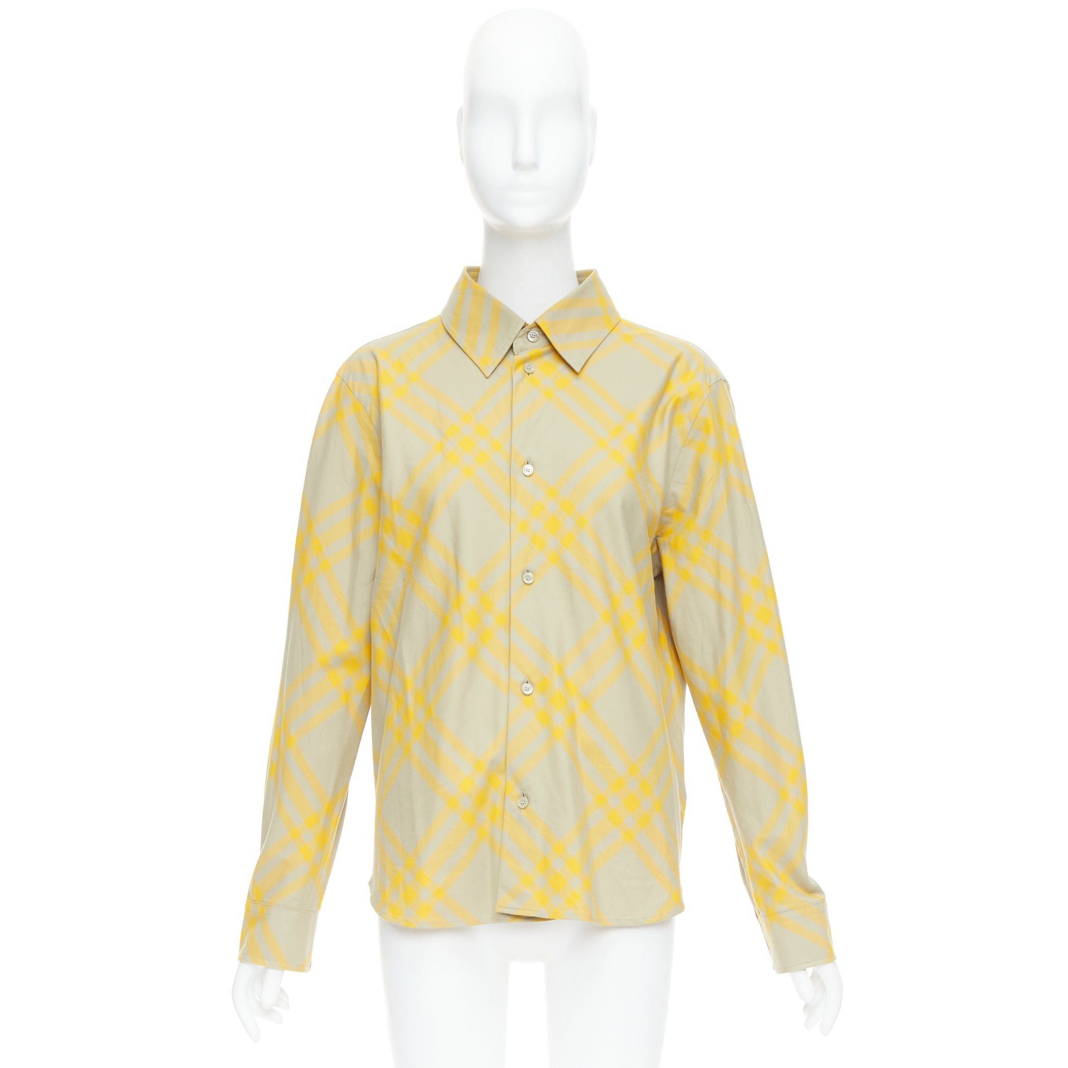 Burberry BURBERRY yellow khaki knight House Check long sleeve shirt UK8 S Size S / US 4 / IT 40 - 9 Thumbnail