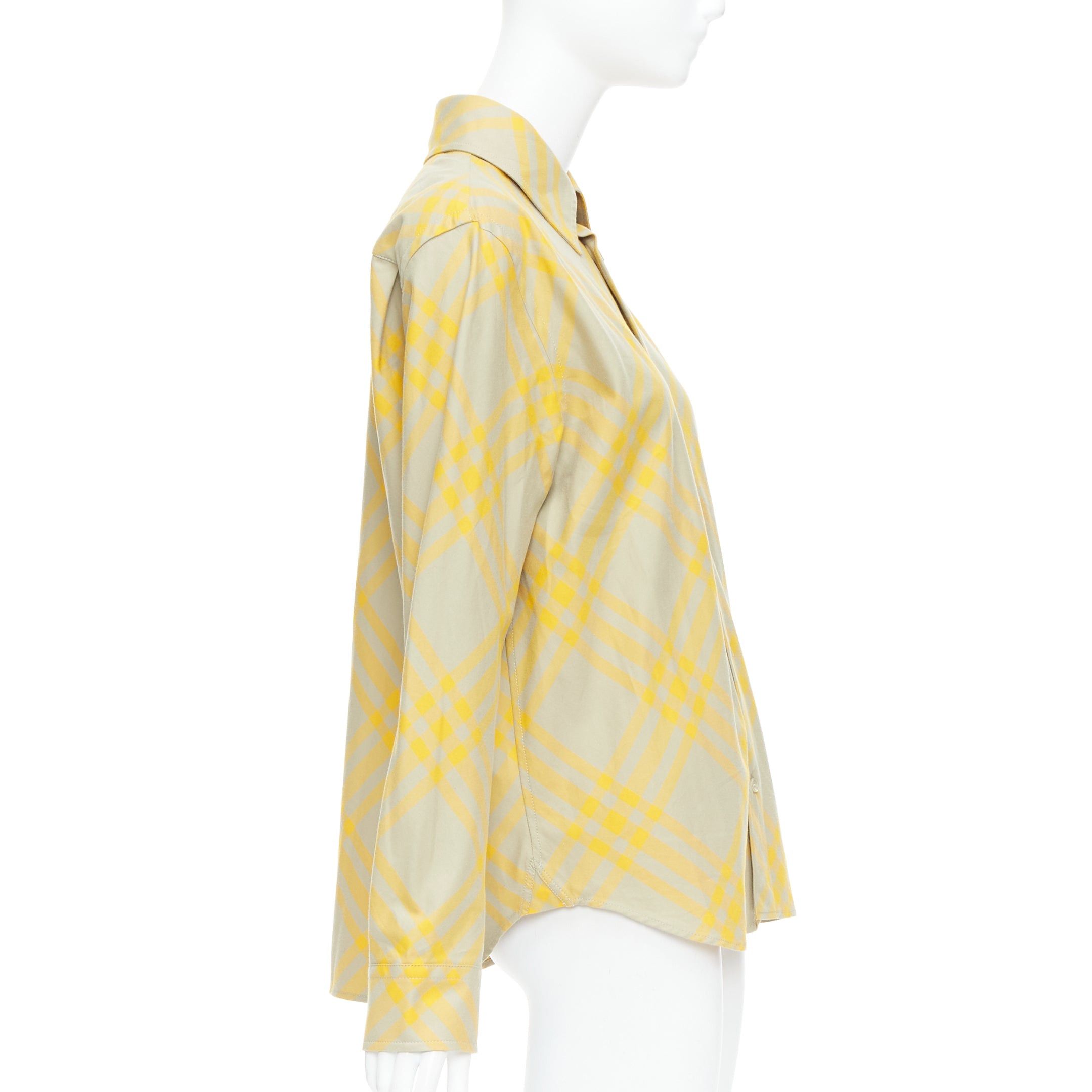 Burberry BURBERRY yellow khaki knight House Check long sleeve shirt UK8 S Size S / US 4 / IT 40 - 4 Thumbnail