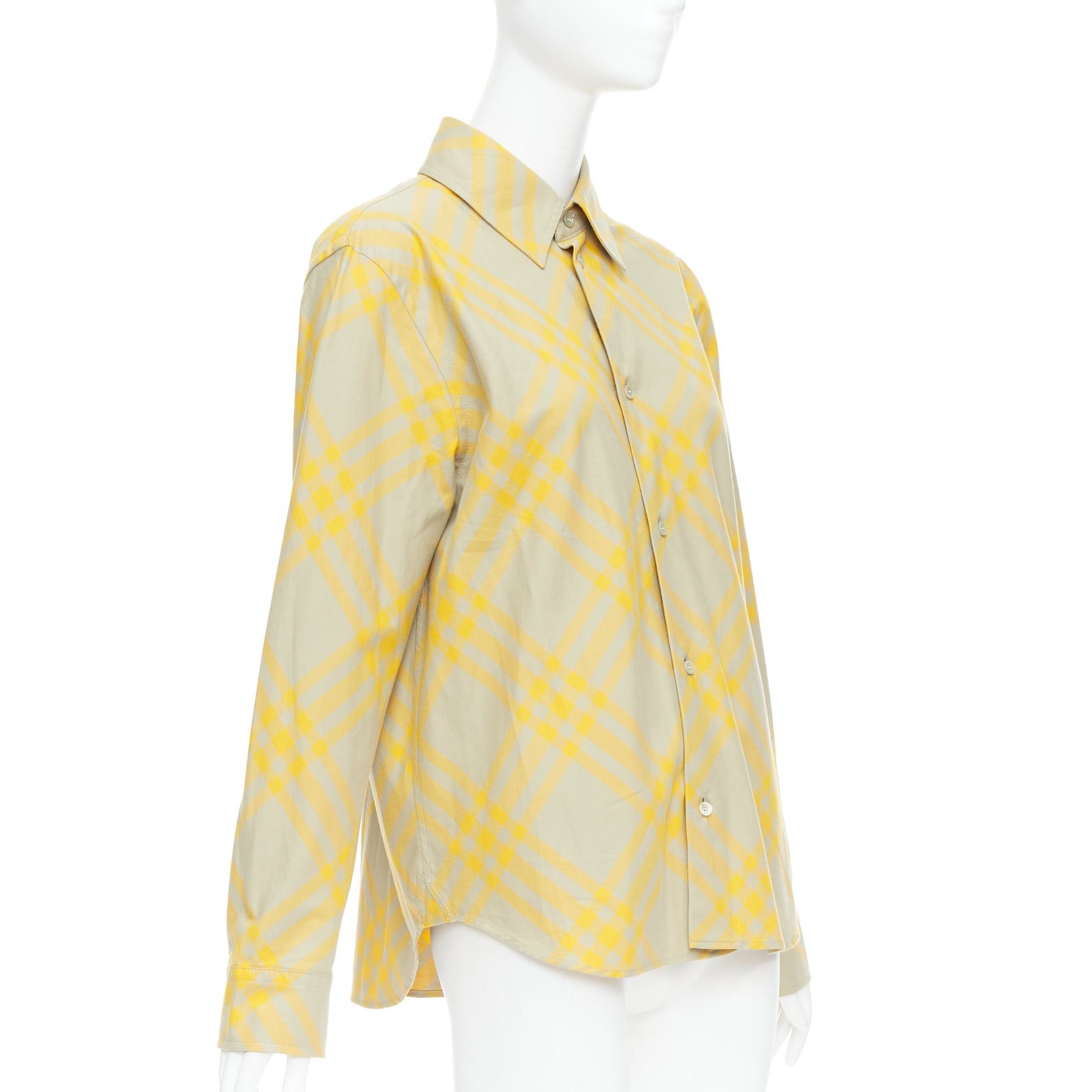 Burberry BURBERRY yellow khaki knight House Check long sleeve shirt UK8 S Size S / US 4 / IT 40 - 3 Thumbnail