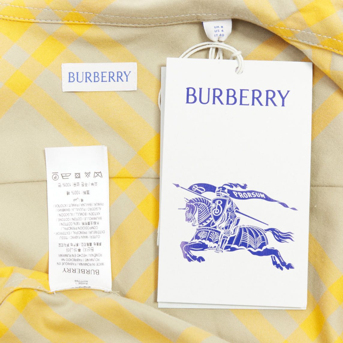 Burberry BURBERRY yellow khaki knight House Check long sleeve shirt UK8 S Size S / US 4 / IT 40 - 8 Thumbnail