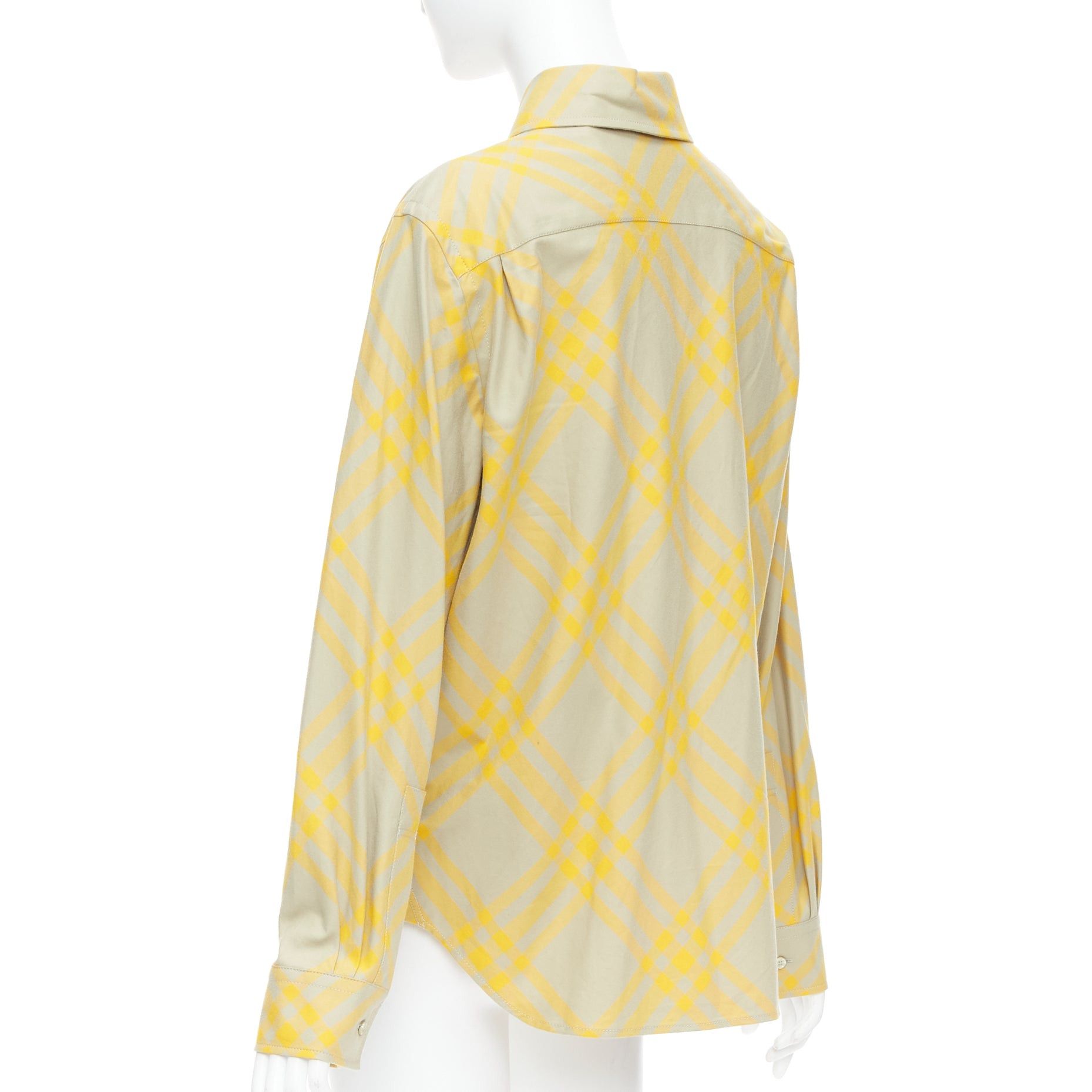 Burberry BURBERRY yellow khaki knight House Check long sleeve shirt UK8 S Size S / US 4 / IT 40 - 6 Thumbnail