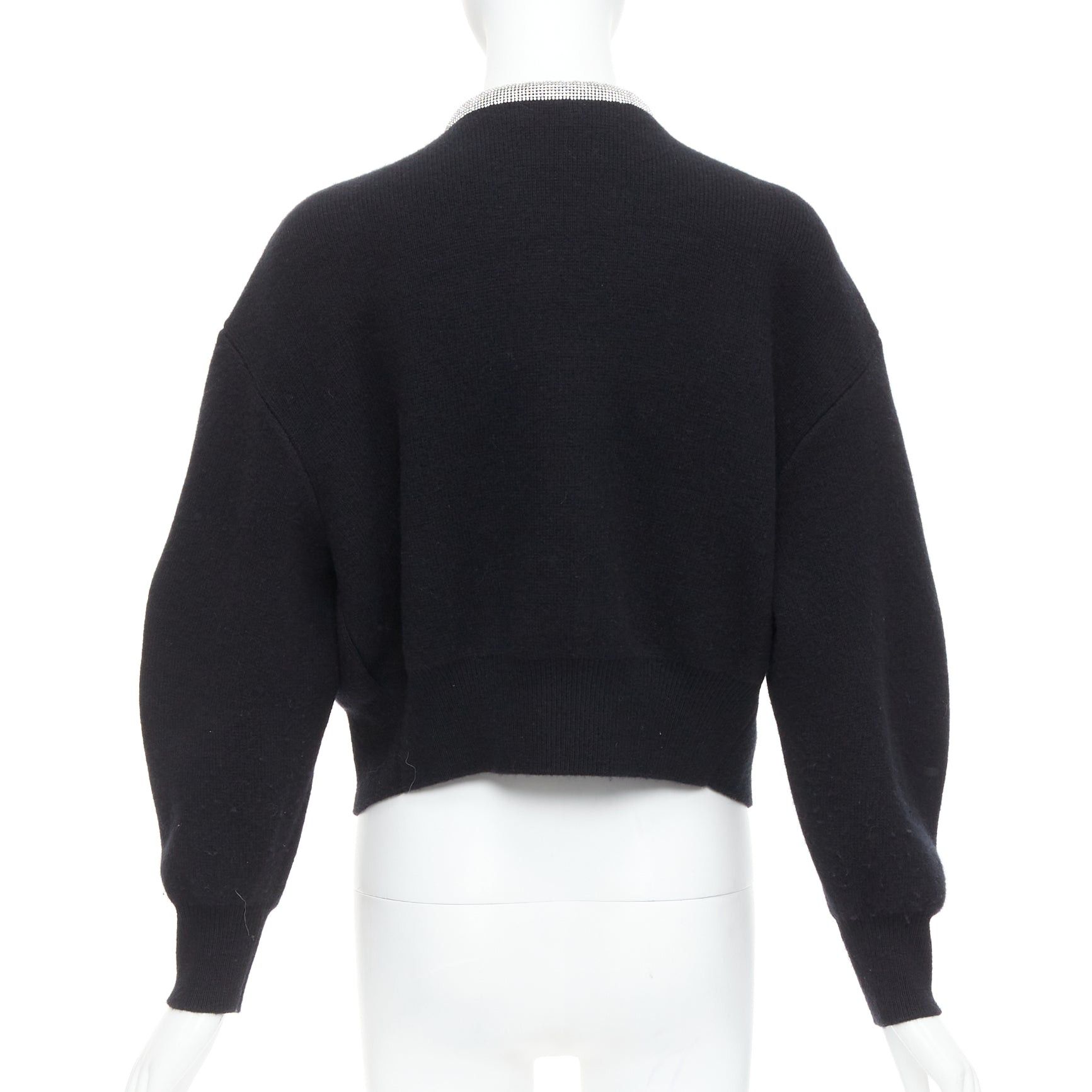 Alexander Wang ALEXANDER WANG black wool cashmere blend crystal cord cropped cardigan S Size S / US 4 / IT 40 - 5 Thumbnail
