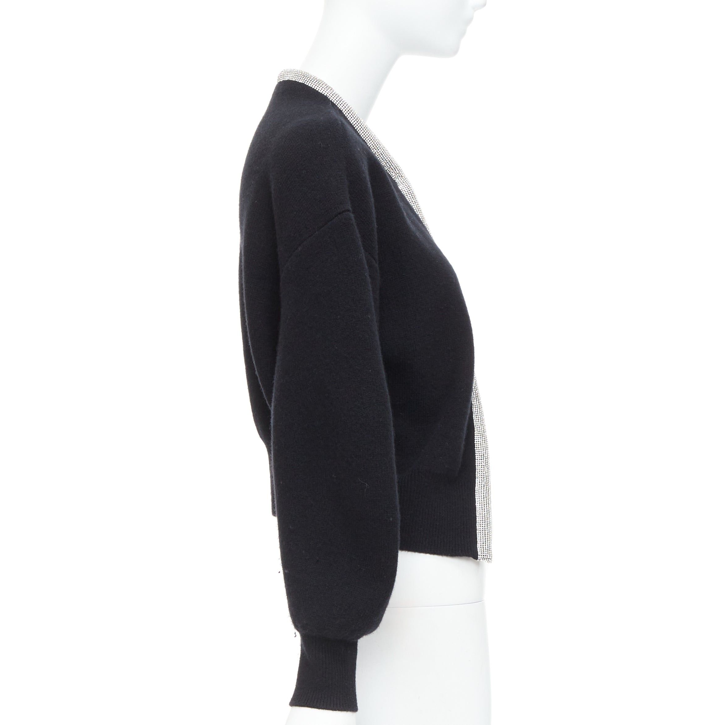 Alexander Wang ALEXANDER WANG black wool cashmere blend crystal cord cropped cardigan S Size S / US 4 / IT 40 - 4 Thumbnail