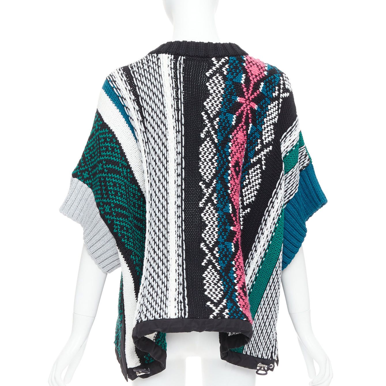 Sacai SACAI 2022 Rug green black cotton knitted flared sweater JP3 L Size L / US 10 / IT 46 - 5 Thumbnail