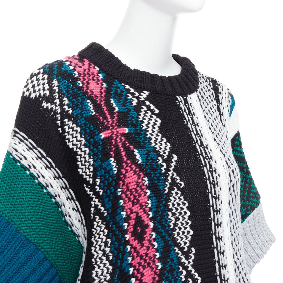 Sacai SACAI 2022 Rug green black cotton knitted flared sweater JP3 L Size L / US 10 / IT 46 - 7 Thumbnail
