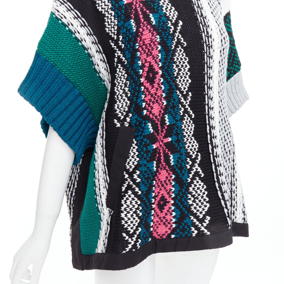 Sacai SACAI 2022 Rug green black cotton knitted flared sweater JP3 L Size L / US 10 / IT 46 - 2 Thumbnail