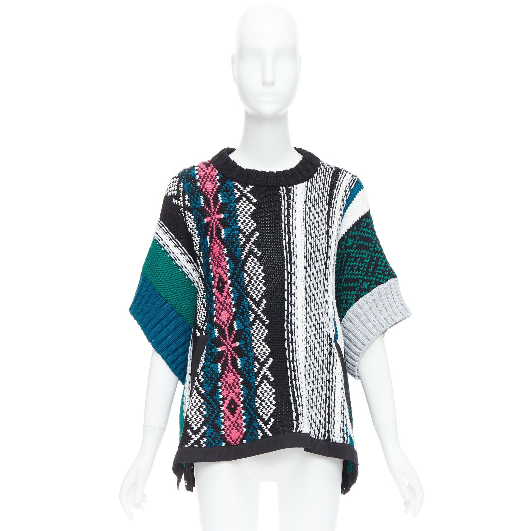 Sacai SACAI 2022 Rug green black cotton knitted flared sweater JP3 L Size L / US 10 / IT 46 - 9 Thumbnail