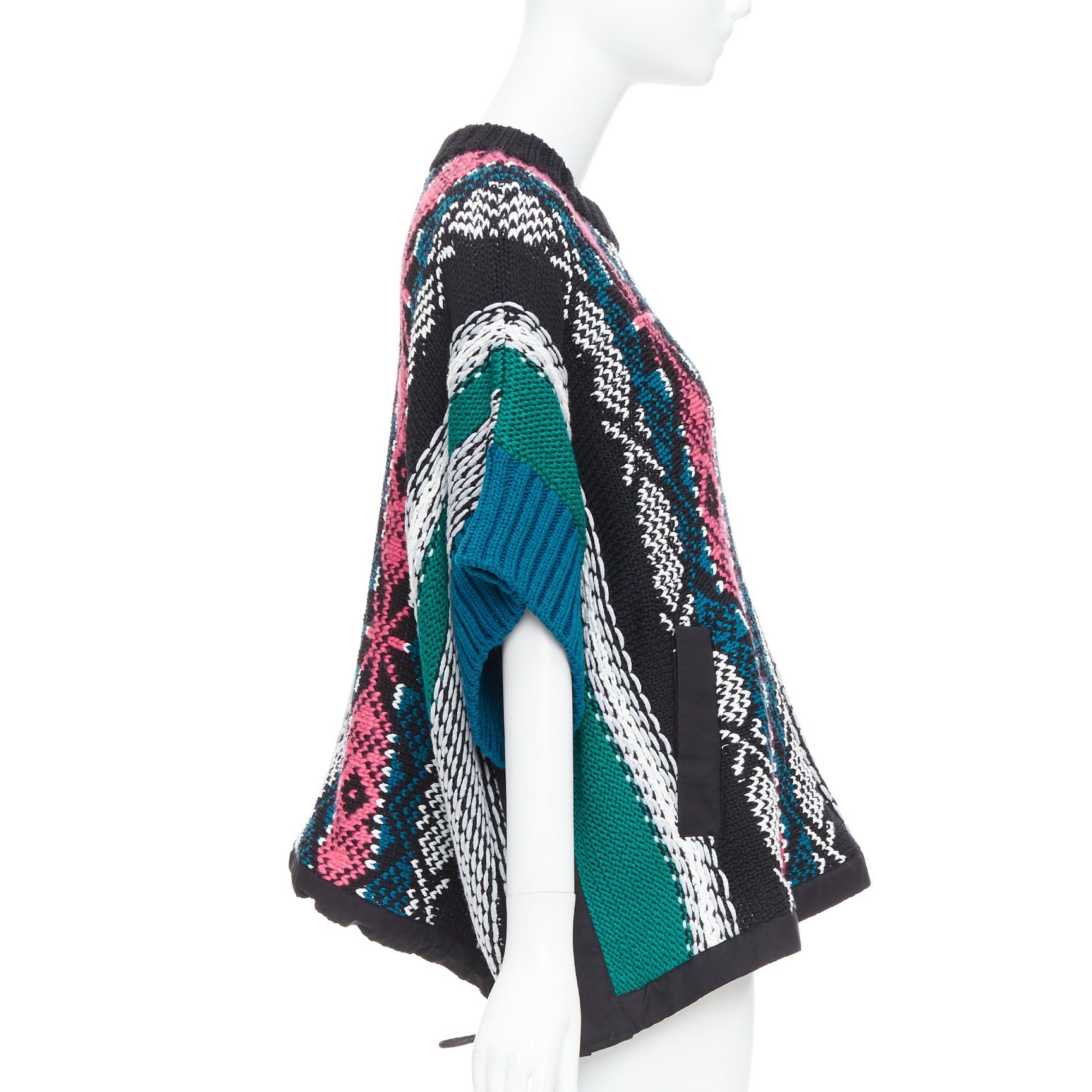 Sacai SACAI 2022 Rug green black cotton knitted flared sweater JP3 L Size L / US 10 / IT 46 - 4 Thumbnail