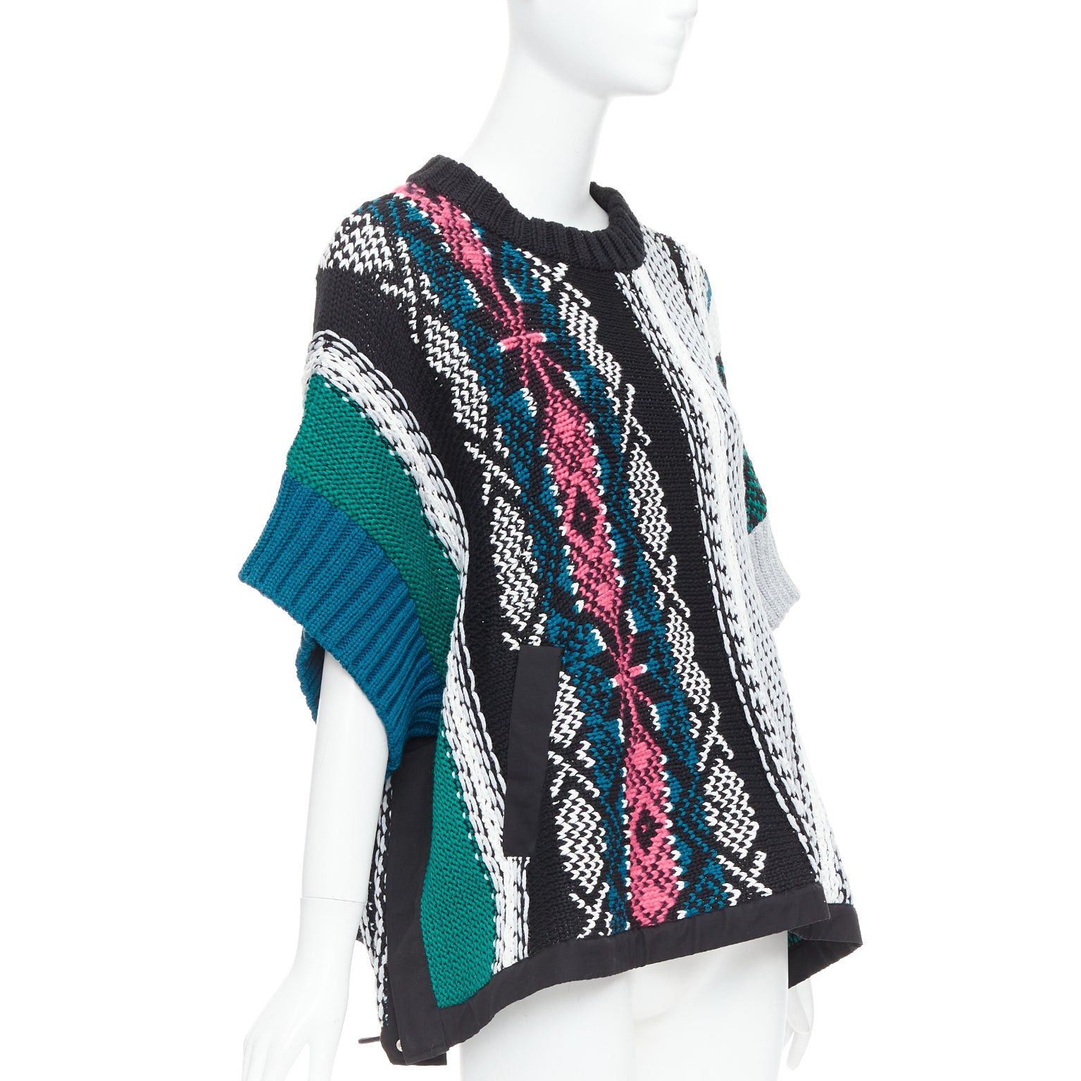 Sacai SACAI 2022 Rug green black cotton knitted flared sweater JP3 L Size L / US 10 / IT 46 - 3 Thumbnail