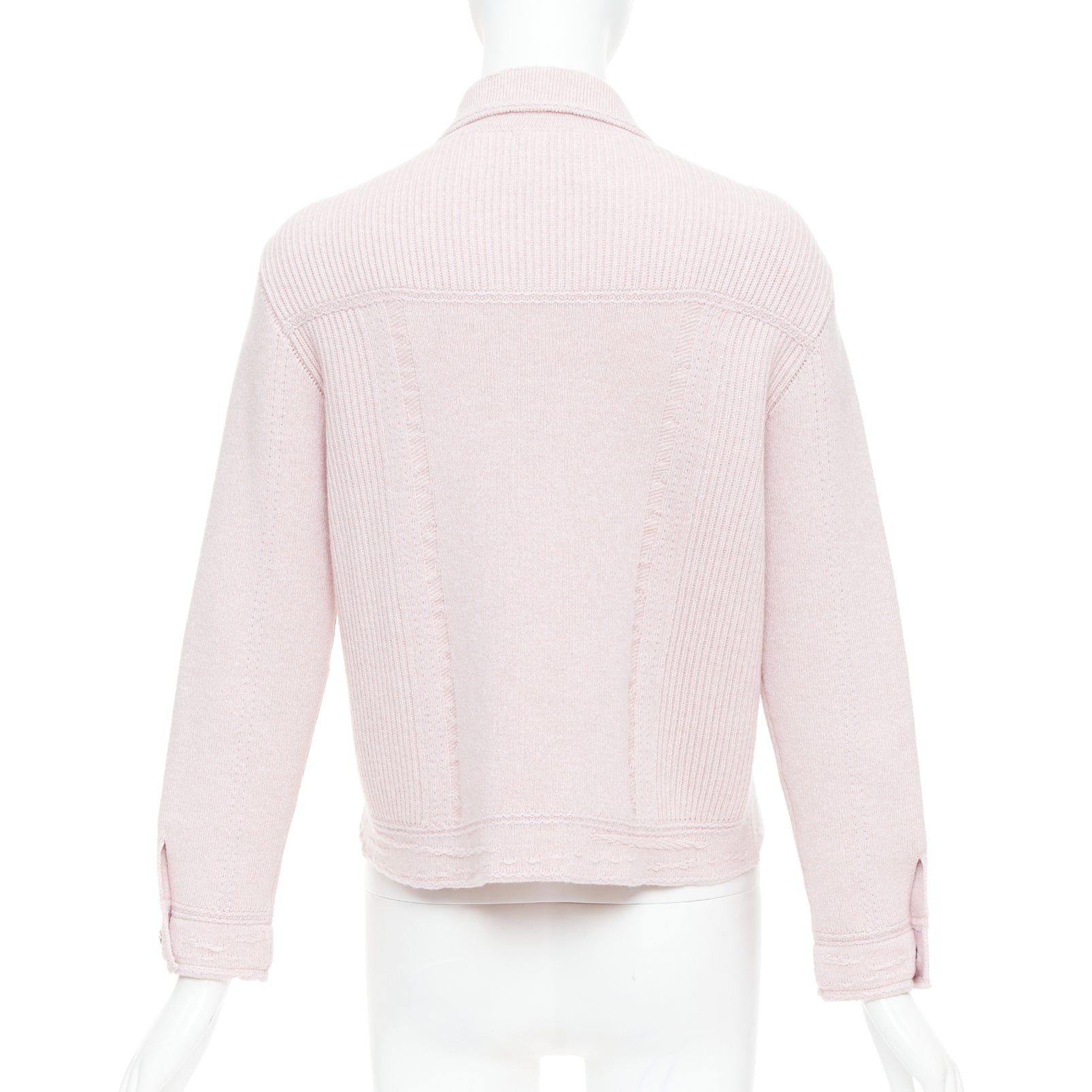 Barrie BARRIE baby pink cashmere cotton topstitched pocketed cardigan L Size M / US 6-8 / IT 42-44 - 6 Thumbnail