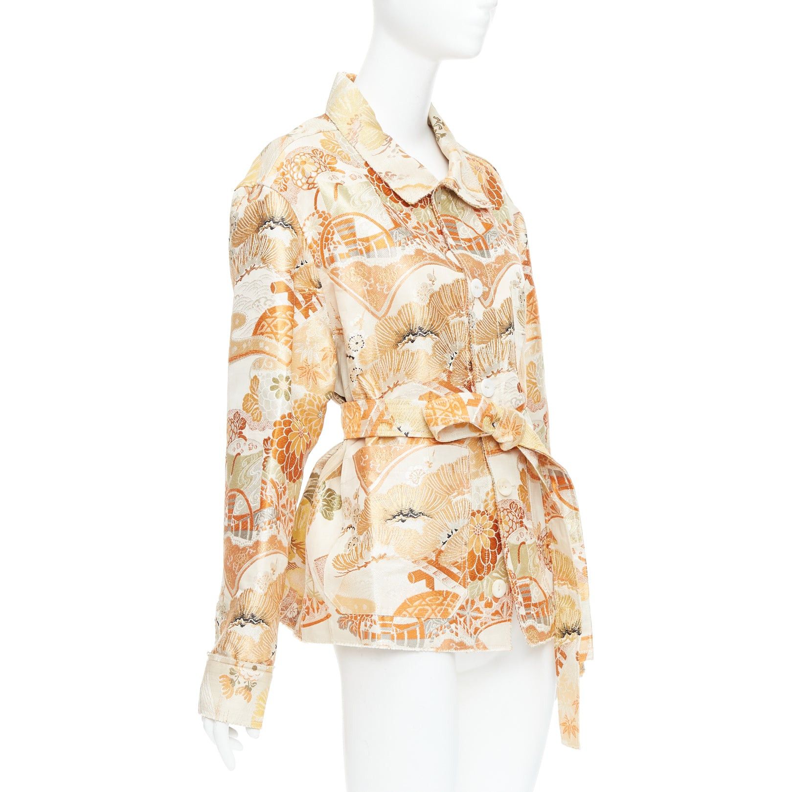 Other CONSIDERED OBJECTS 142 Lane Crawford orange crane oriental jacquard coat Size M / US 6-8 / IT 42-44 - 3 Thumbnail