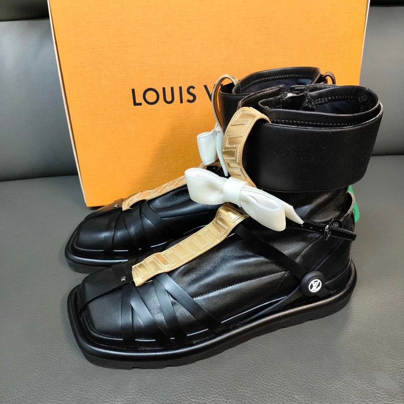 Louis Vuitton LV Black Leather Ninja Boots - dmc Size US 7.5 / EU 40-41 - 2 Thumbnail