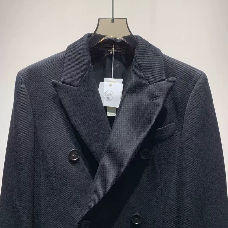 Hermes Hermes Black Double-Breasted Cashmere Coat - dmc Size US L / EU 52-54 / 3 - 3 Thumbnail
